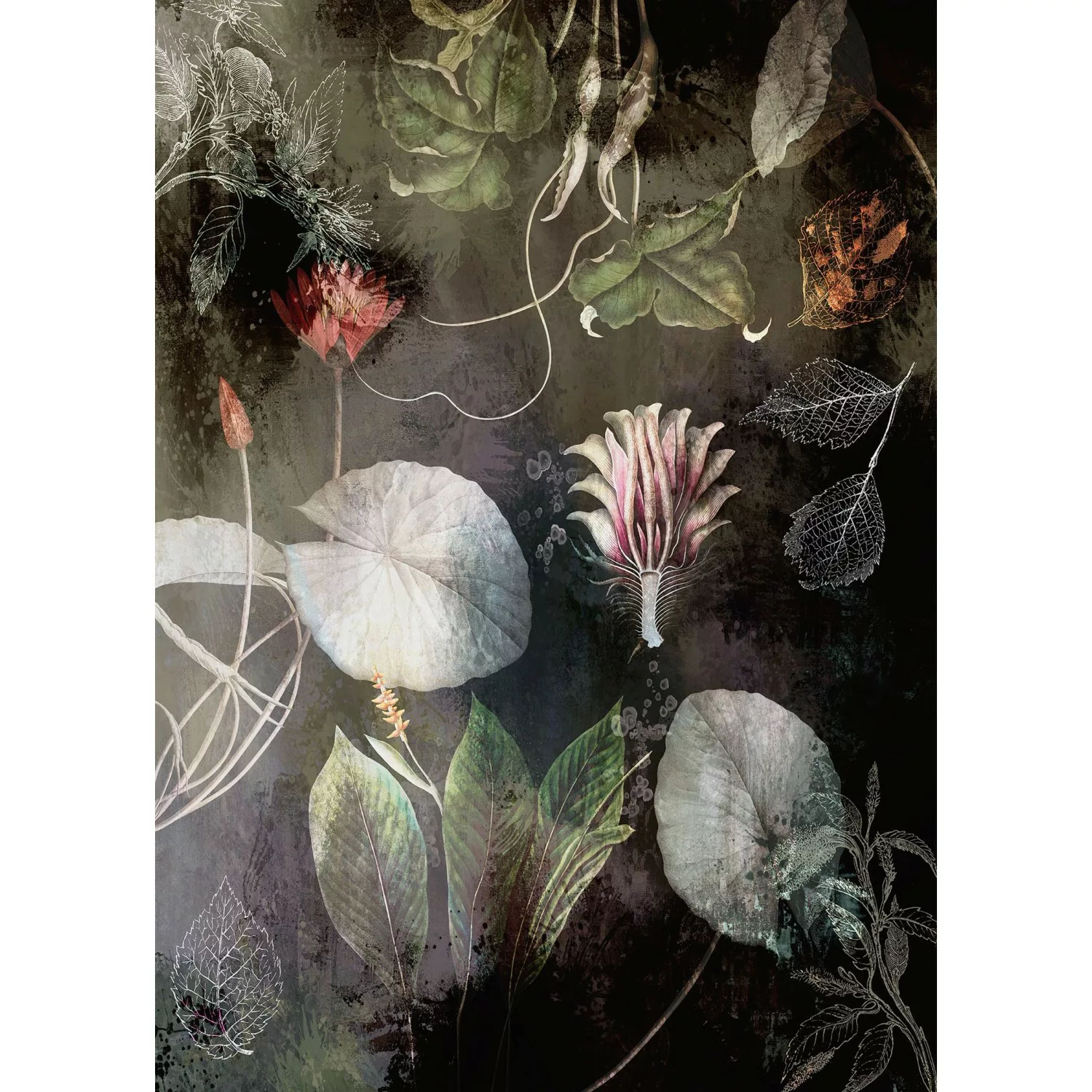 Sanders & Sanders Fototapete Botanisch Grün Rosa und Grau 200 x 280 cm 6119 günstig online kaufen