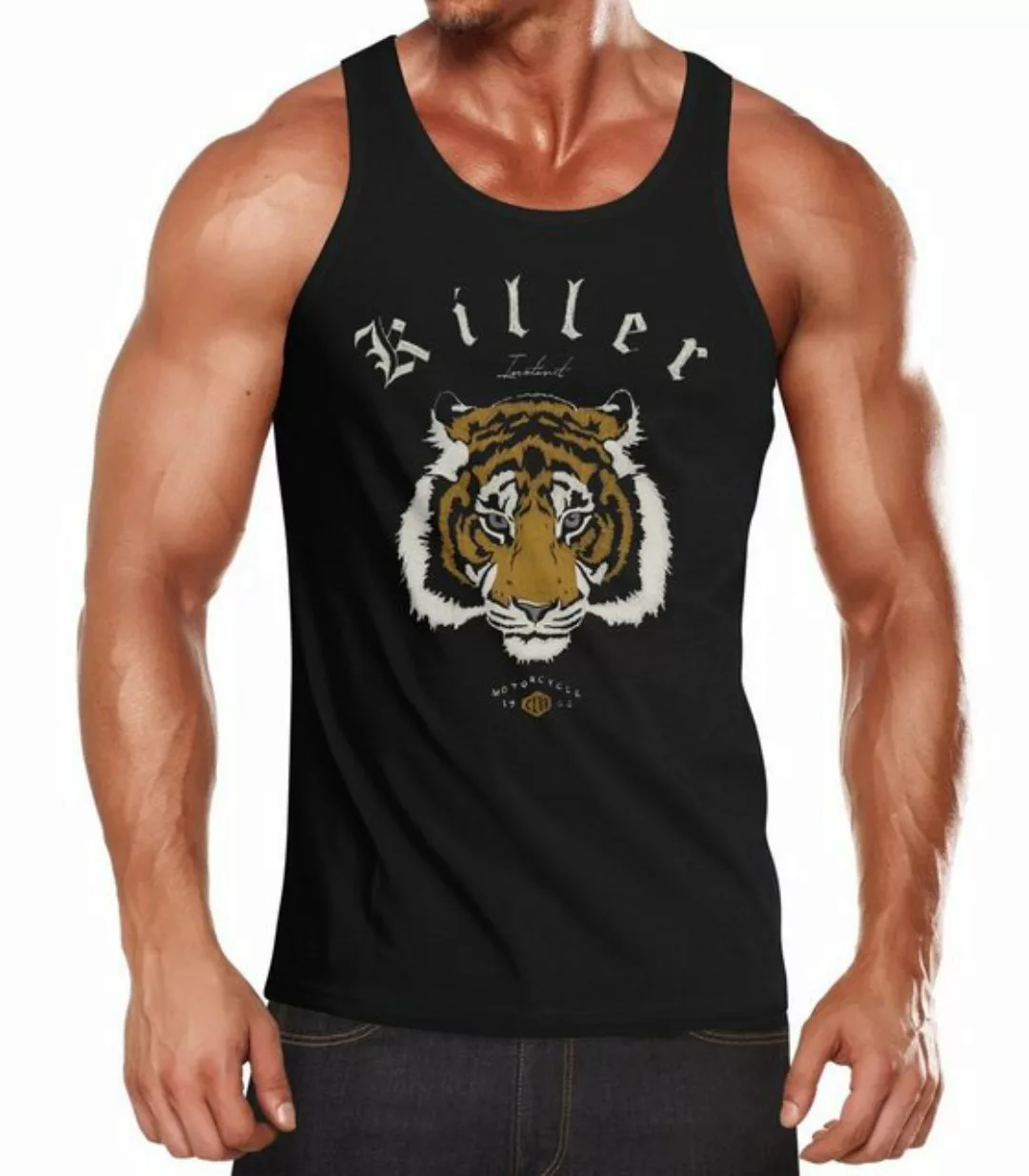 Neverless Tanktop Herren Tanktop Biker Killer Club Vintage Motorrad Tiger T günstig online kaufen