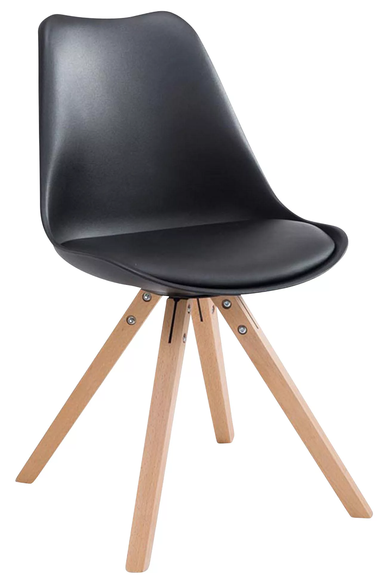 4er Set Stühle Toulouse Kunstleder Natura (eiche) Square Schwarz günstig online kaufen