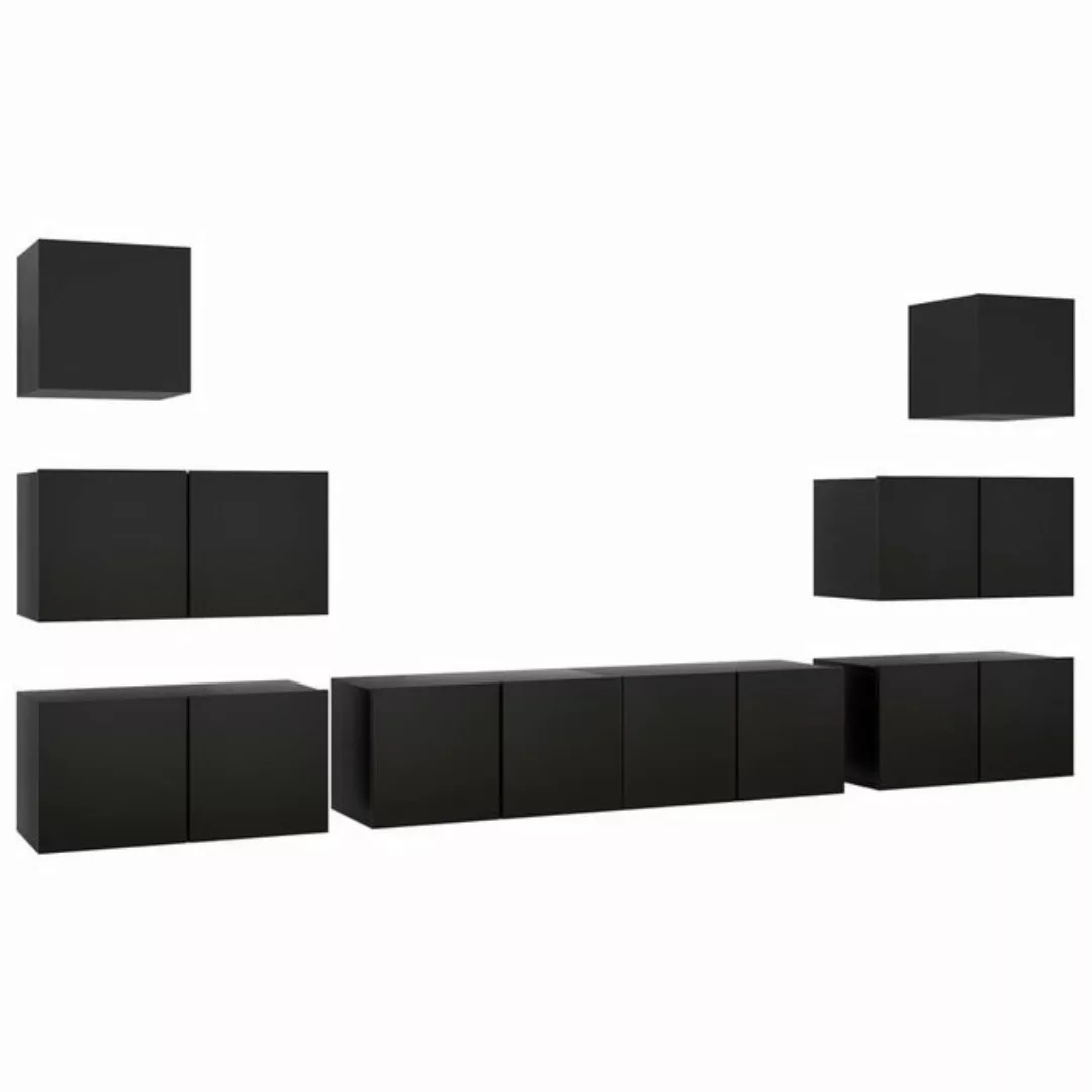 vidaXL TV-Schrank 8-tlg. TV-Schrank-Set Schwarz Holzwerkstoff (8-St) günstig online kaufen