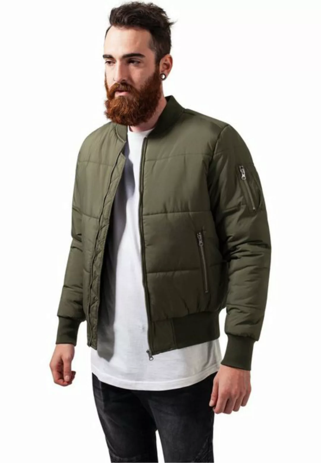 URBAN CLASSICS Bomberjacke TB1444 - Basic Quilt Bomber Jacket olive S günstig online kaufen