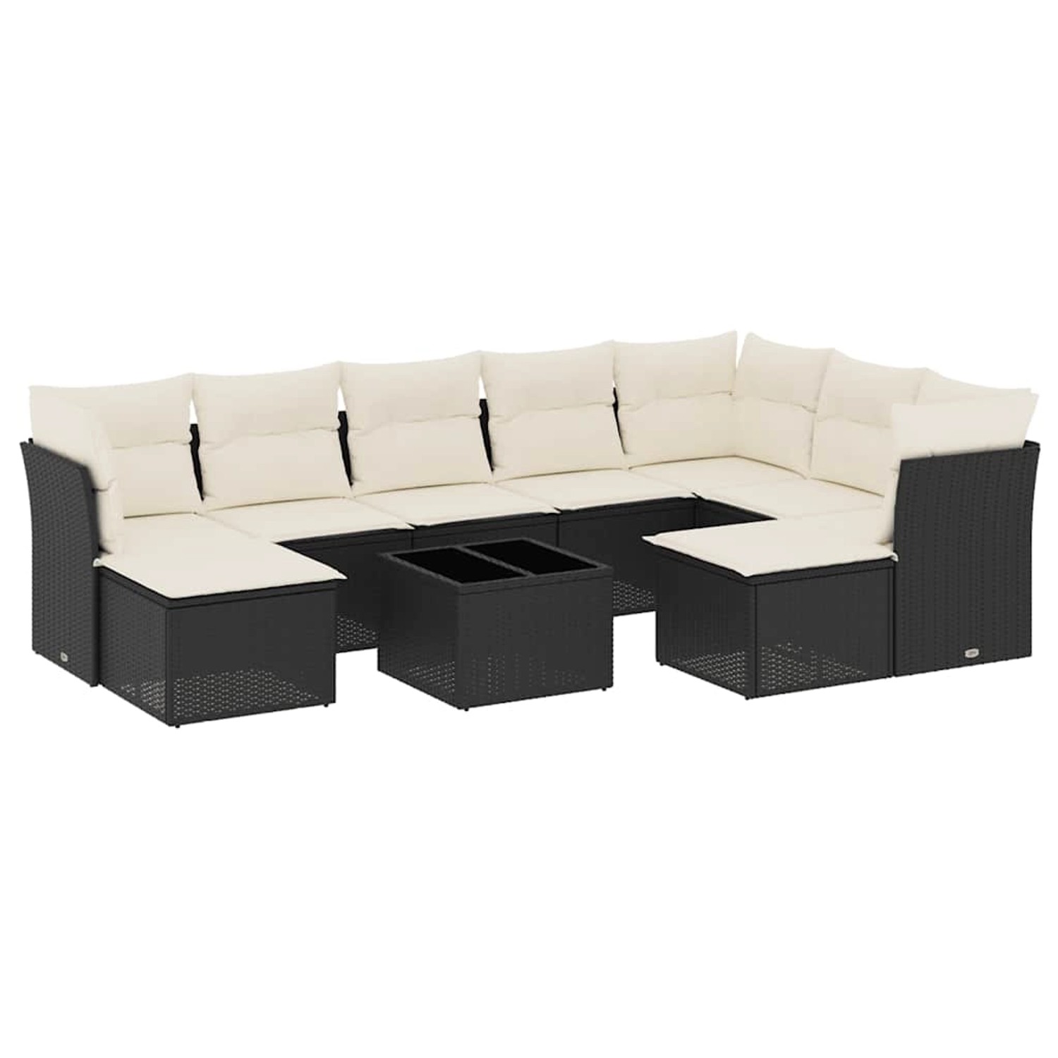 vidaXL 10-Tlg Garten-Sofagarnitur mit Kissen Schwarz Poly Rattan 3250415 günstig online kaufen