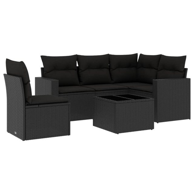 vidaXL Sofaelement 6-tlg. Garten-Sofagarnitur mit Kissen Schwarz Poly Ratta günstig online kaufen