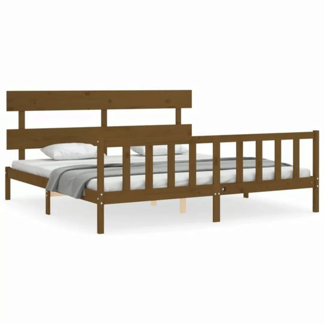 furnicato Bett Massivholzbett mit Kopfteil Honigbraun 200x200 cm günstig online kaufen