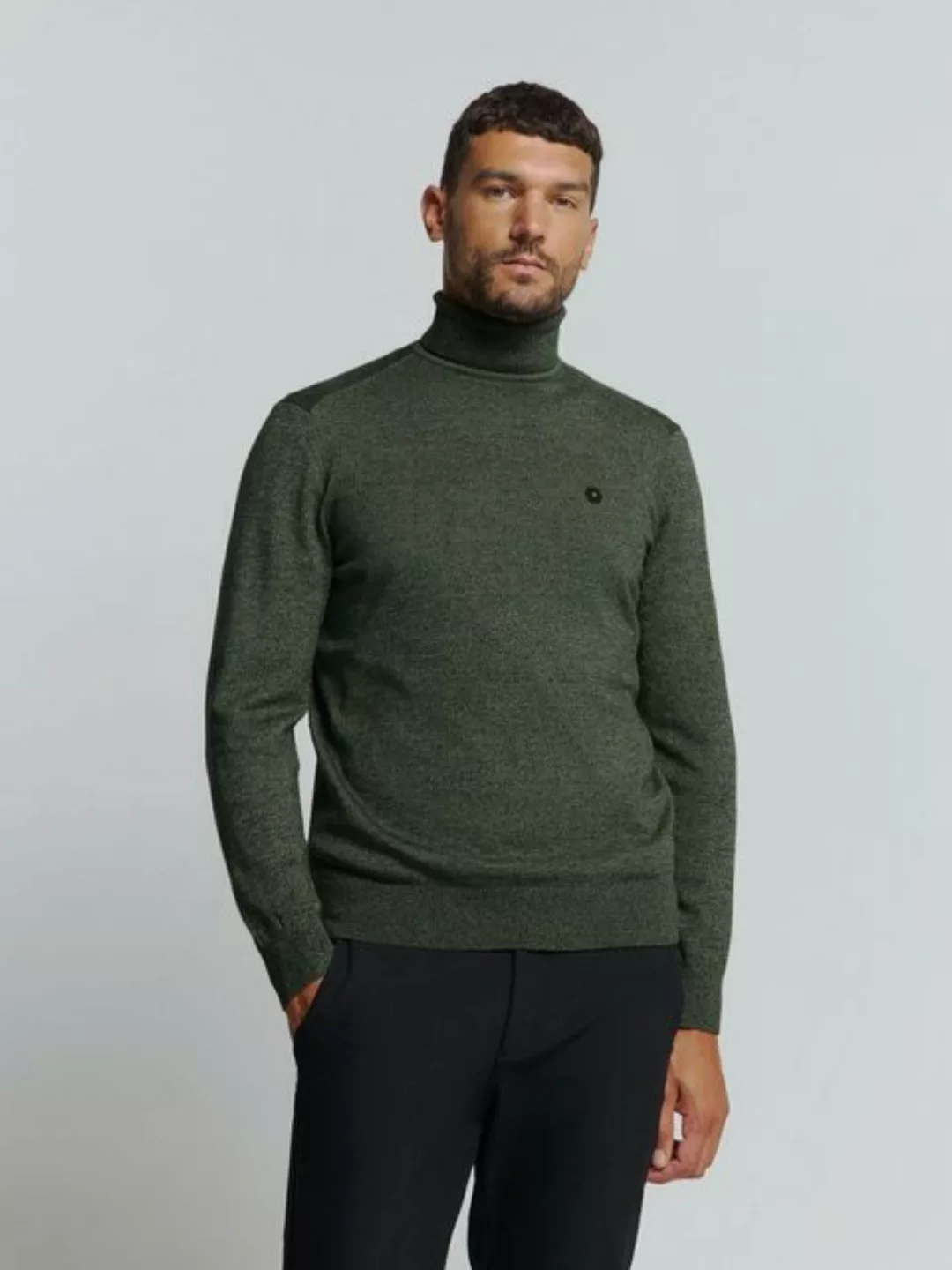 NO EXCESS Strickpullover – Zweifarbiger Melange-Rollkragen günstig online kaufen