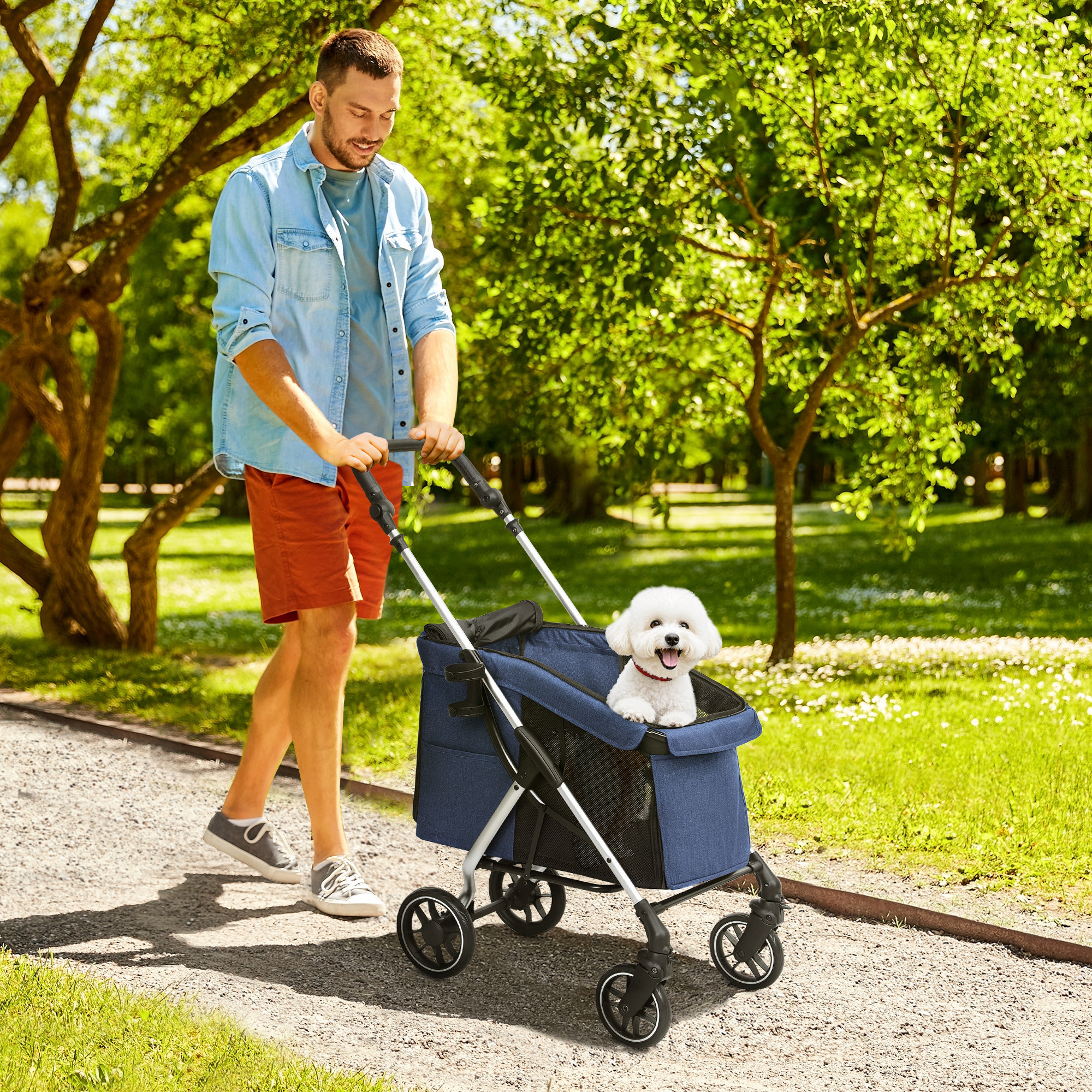 PawHut Hundewagen leicht Hundebuggy aus Aluminium klappbar für Hunde & Katz günstig online kaufen