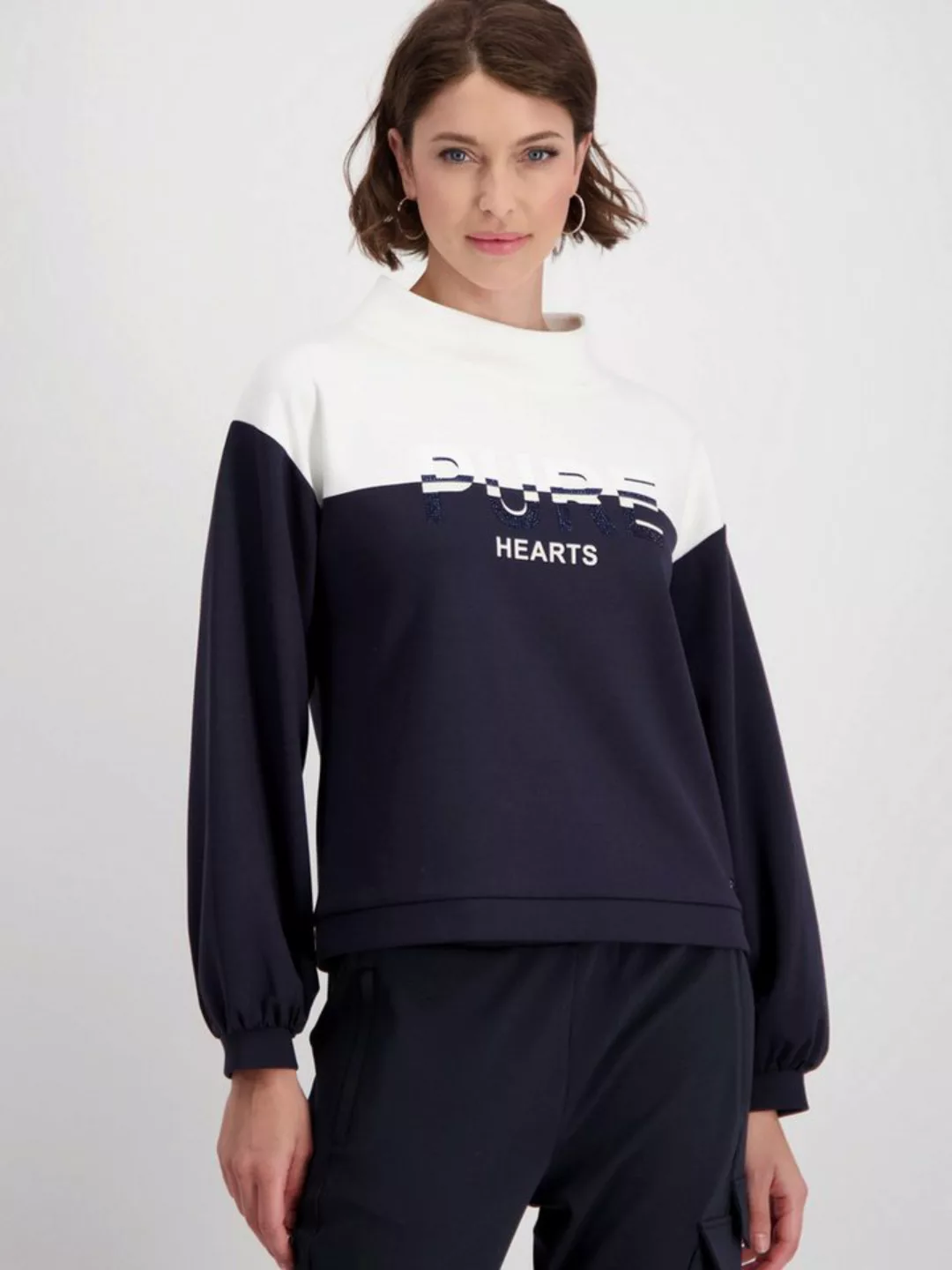 Monari Sweatshirt mit Schriftzug und Glitzersteinchen günstig online kaufen