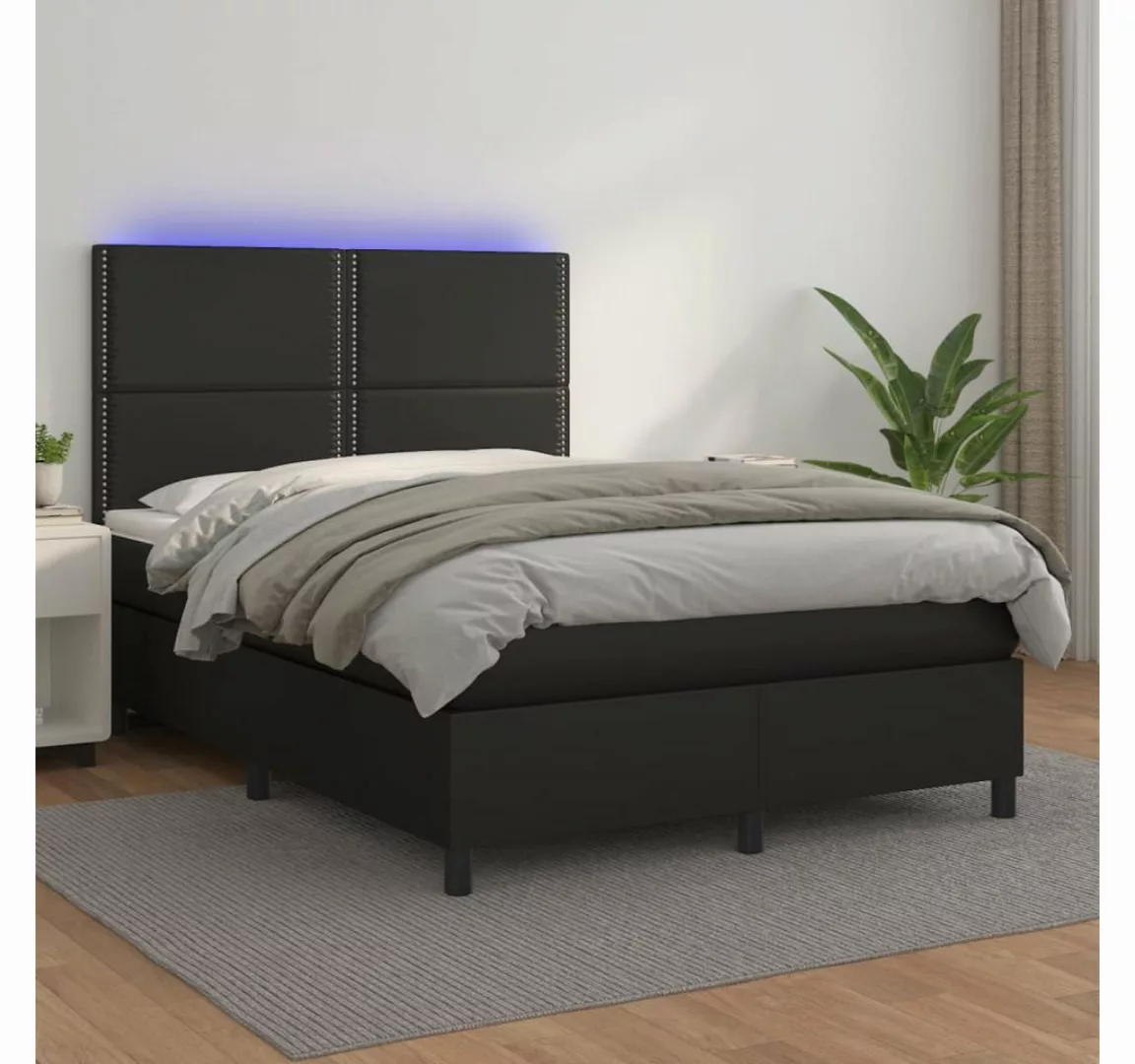 vidaXL Boxspringbett Boxspringbett mit Matratze & LED Kunstleder (140 x 200 günstig online kaufen