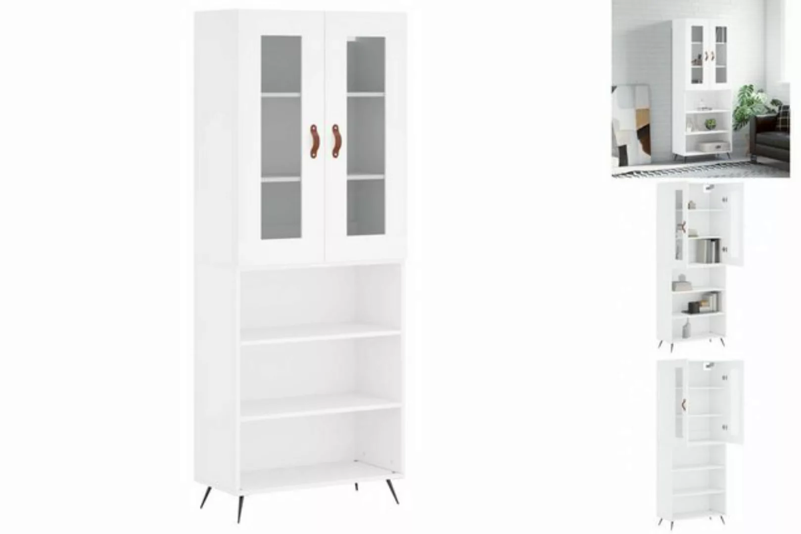 vidaXL Vitrine Wohnzimmerschrank Vitrine Hochschrank Highboard Weiß 69,5x34 günstig online kaufen