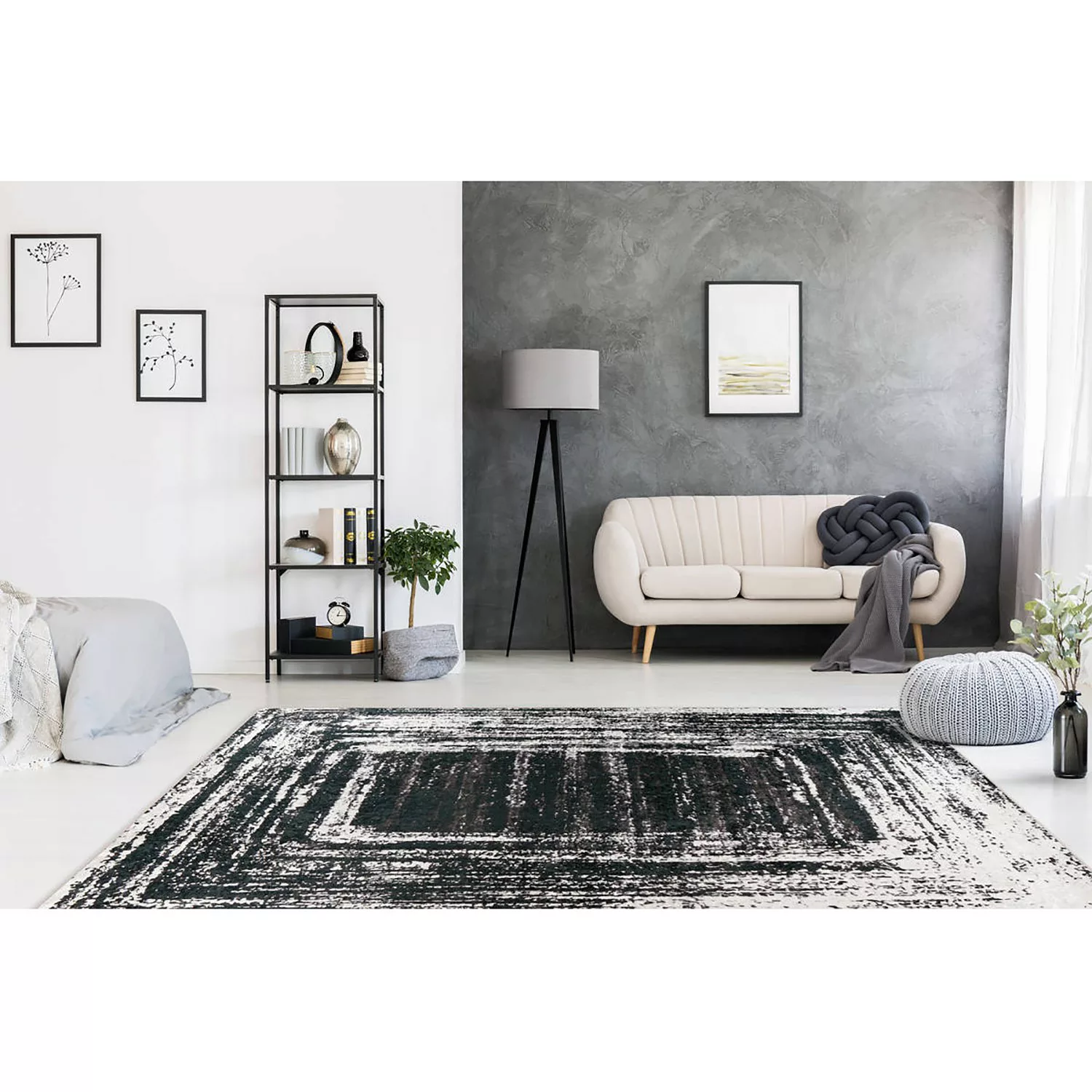 Padiro Vintage-teppich Rhodin 725 Schwarz Weiß 120cm X 170cm günstig online kaufen