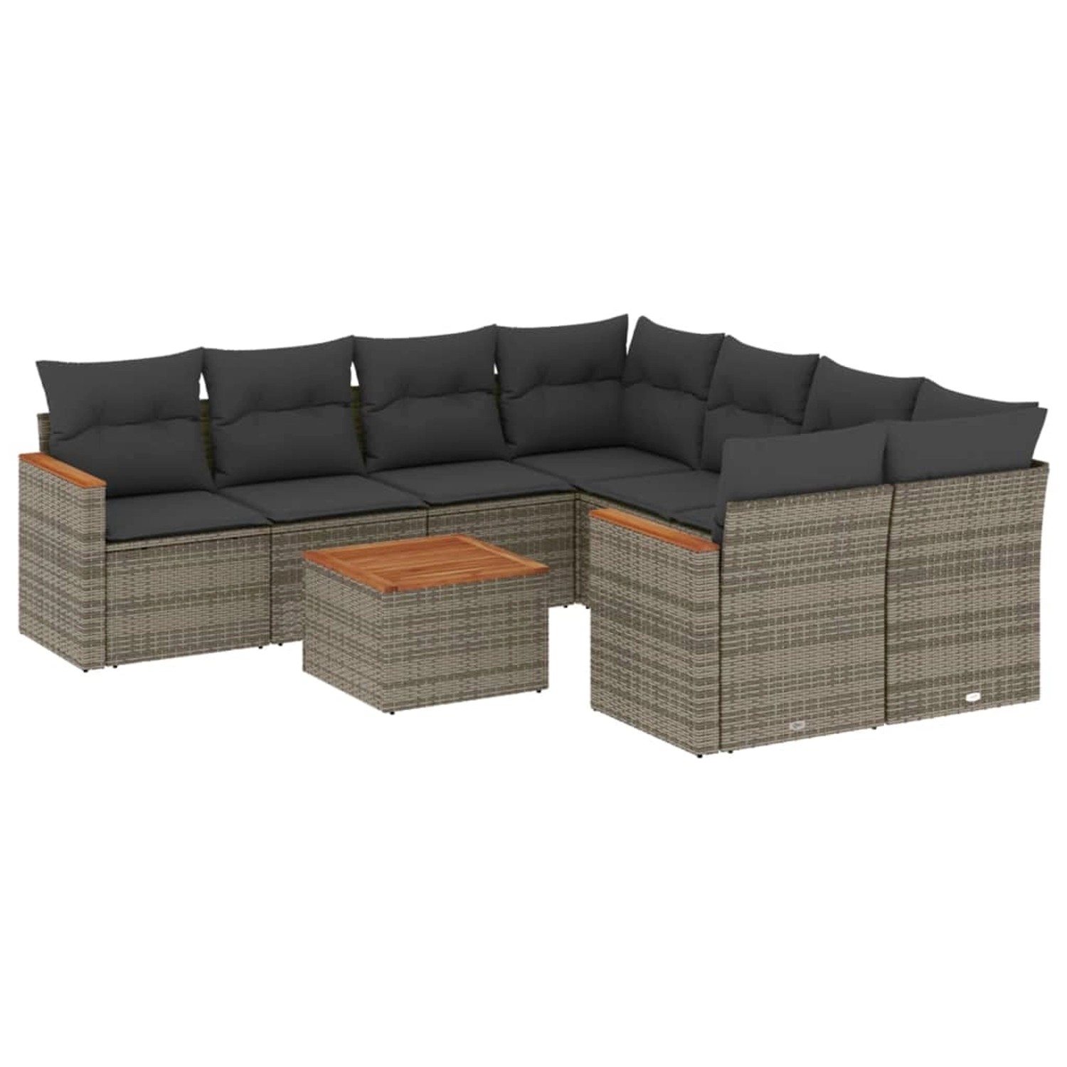 vidaXL 9-Tlg Garten-Sofagarnitur mit Kissen Grau Poly Rattan 3225829 günstig online kaufen