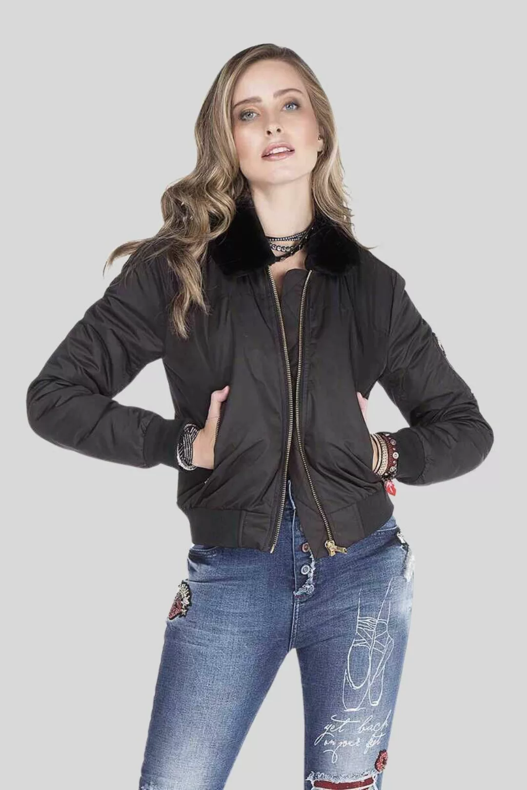 Cipo & Baxx Bomberjacke "Jacke", ohne Kapuze, mit modischen Kunstfellkragen günstig online kaufen