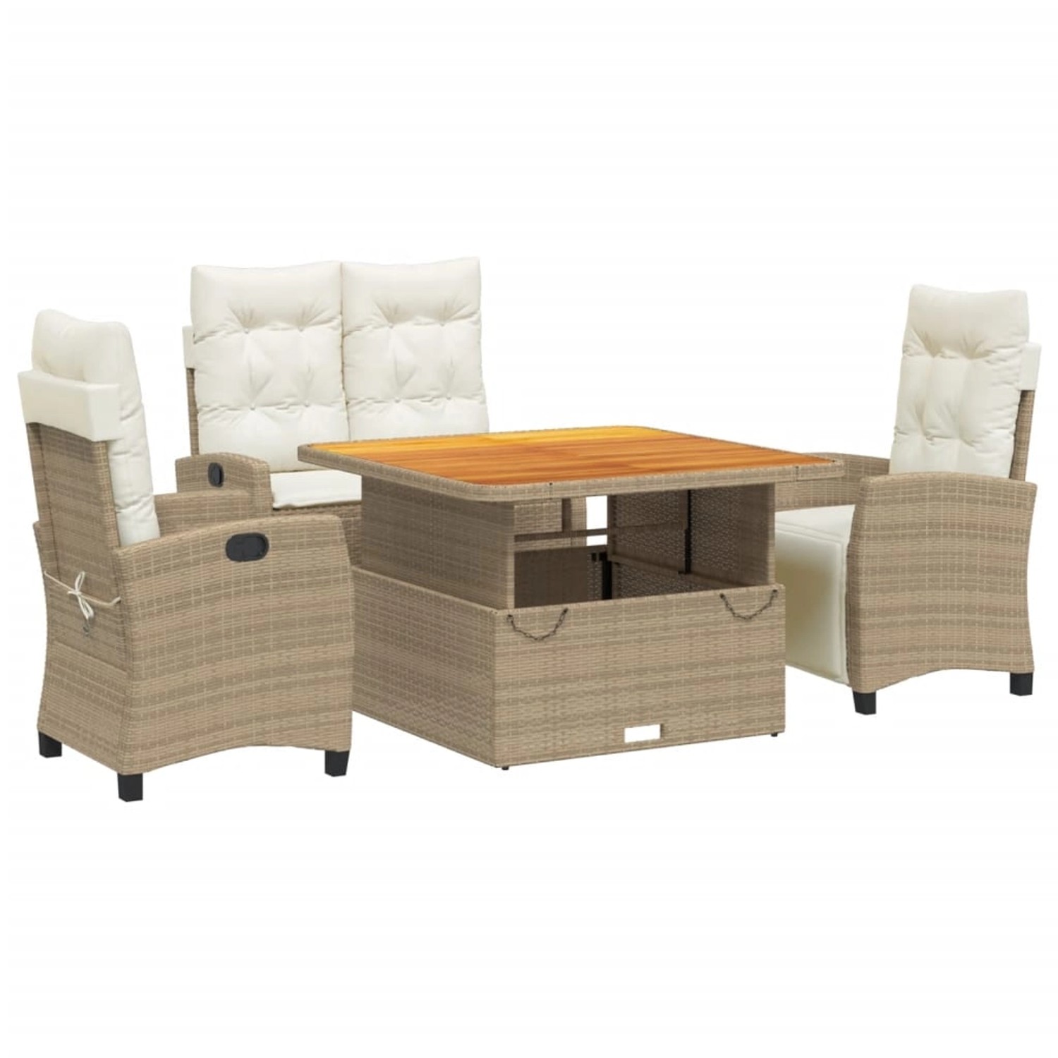 vidaXL 4-tlg Garten-Essgruppe mit Kissen Beige Poly Rattan Modell 2 günstig online kaufen