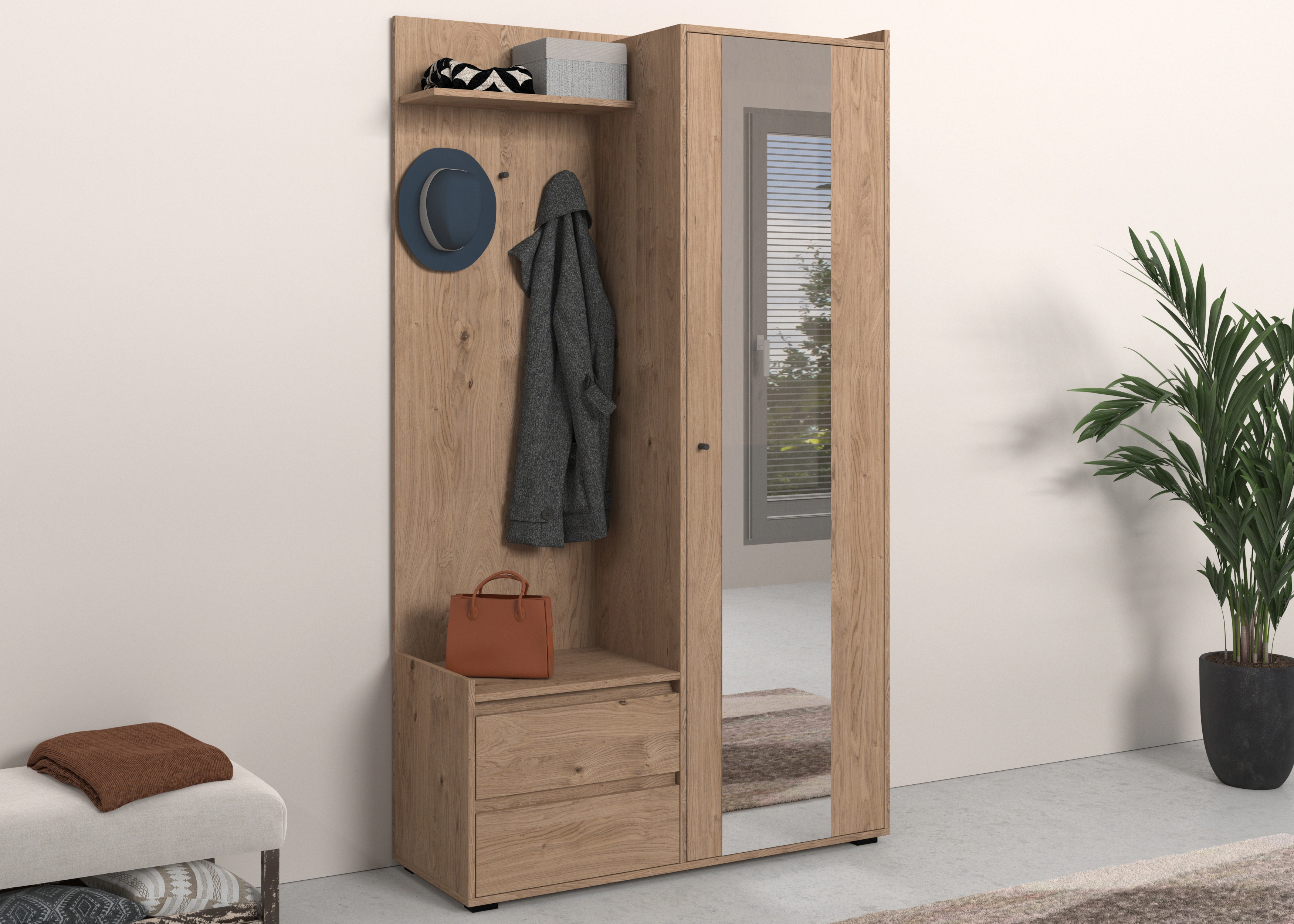 INOSIGN Garderobenschrank "Kosmo", mit Spiegel Maße 118 x 30 cm günstig online kaufen