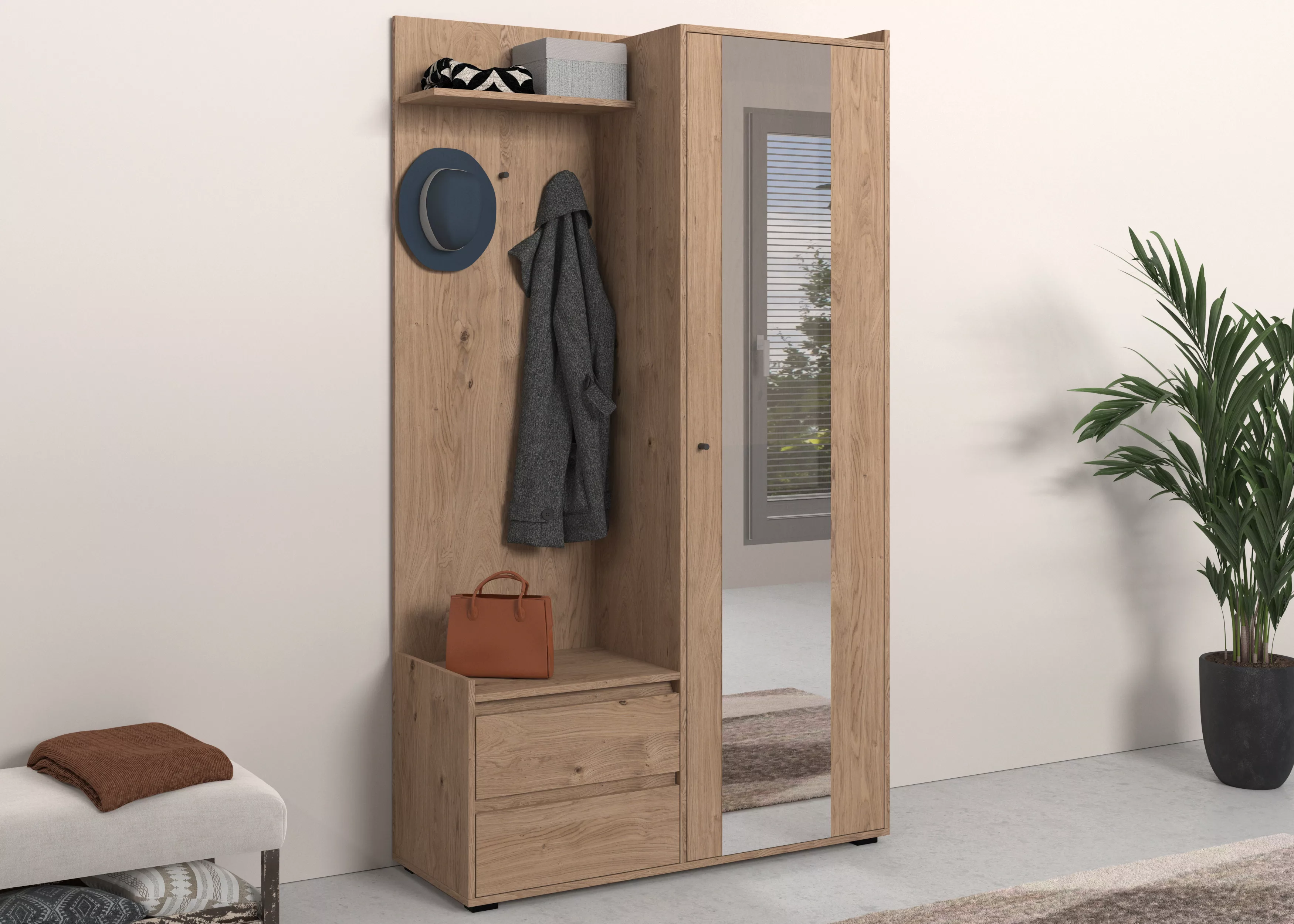 INOSIGN Garderobenschrank "Kosmo", mit Spiegel Maße 118 x 30 cm, Höhe 190 c günstig online kaufen