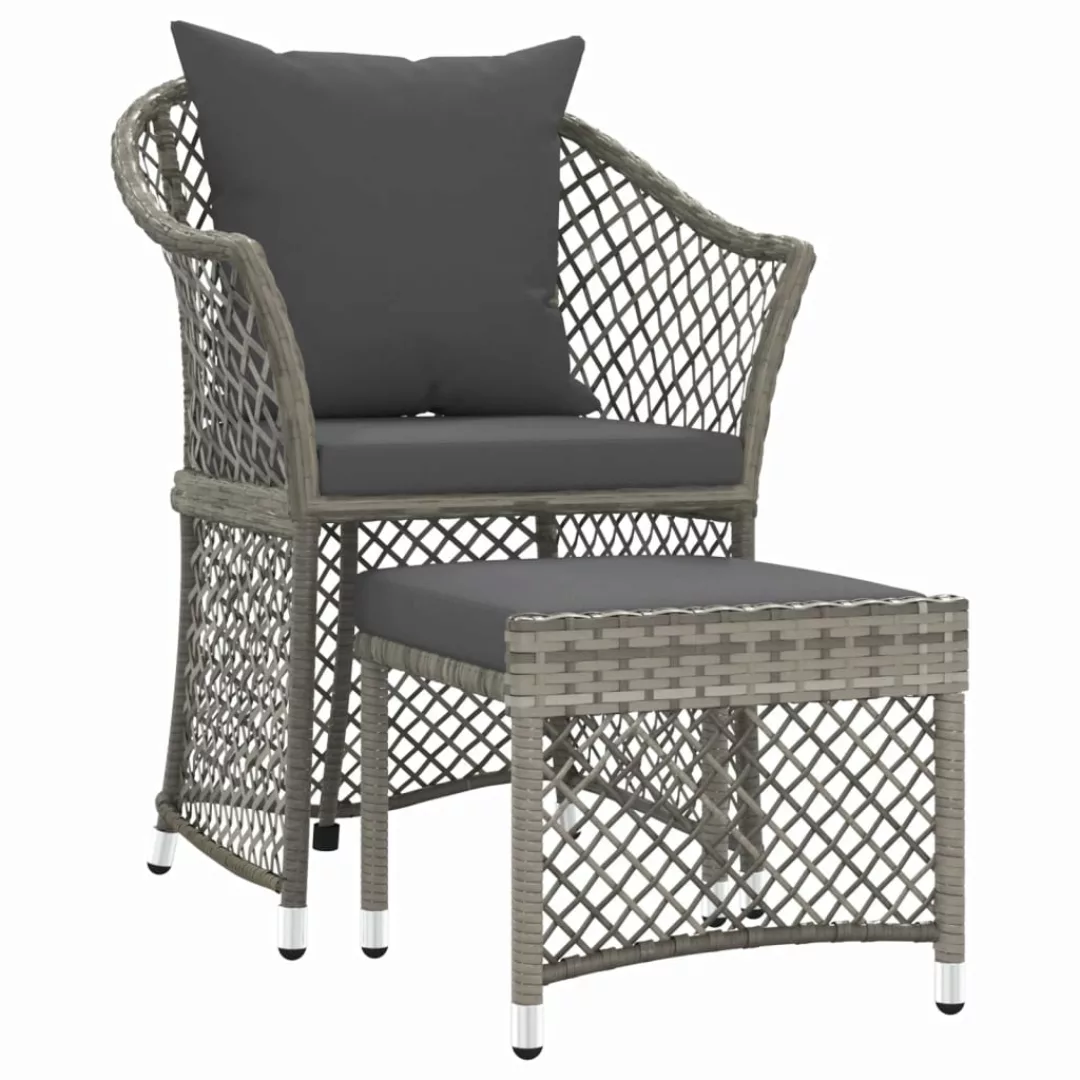 Vidaxl 2-tlg. Garten-lounge-set Mit Kissen Grau Poly Rattan günstig online kaufen