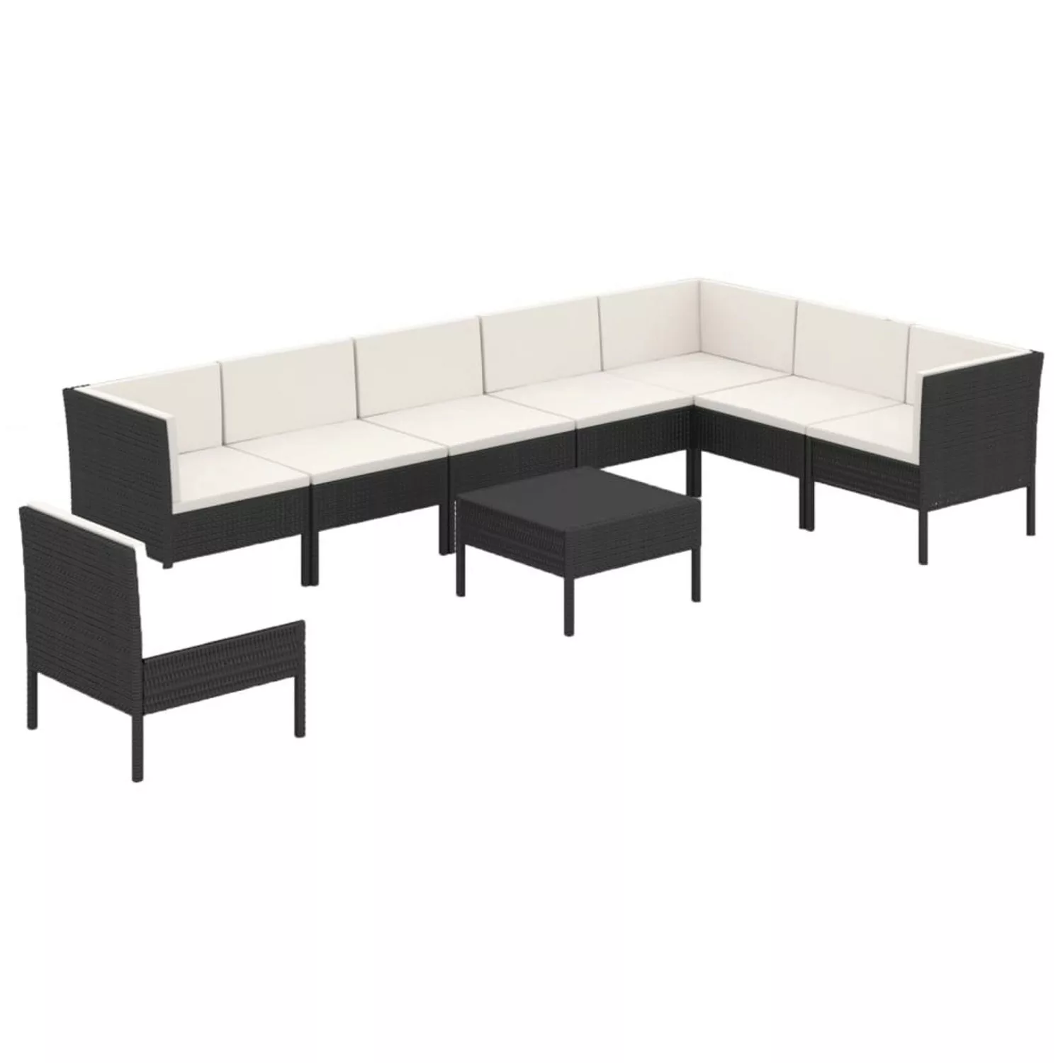 9-tlg. Garten-lounge-set Mit Auflagen Poly Rattan Schwarz günstig online kaufen