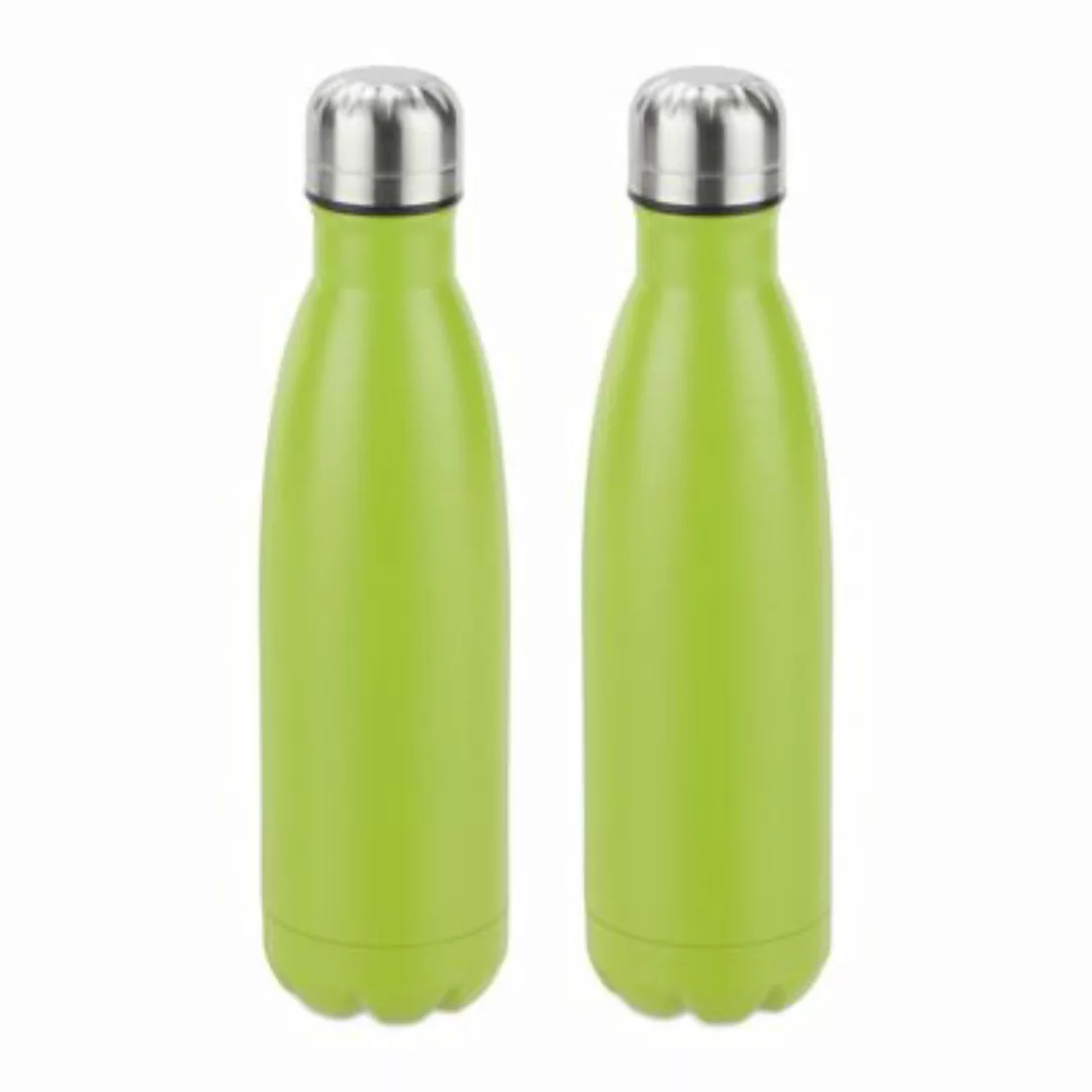 relaxdays 2 x Trinkflasche Edelstahl grün günstig online kaufen