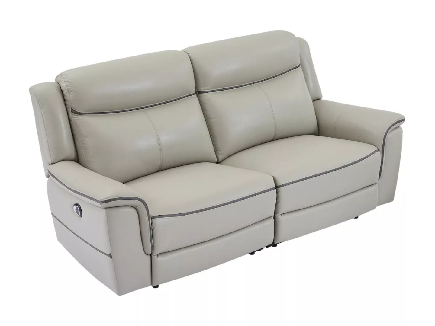 Relaxsofa 3-Sitzer elektrisch - Leder - Hellgrau - ADELIO günstig online kaufen