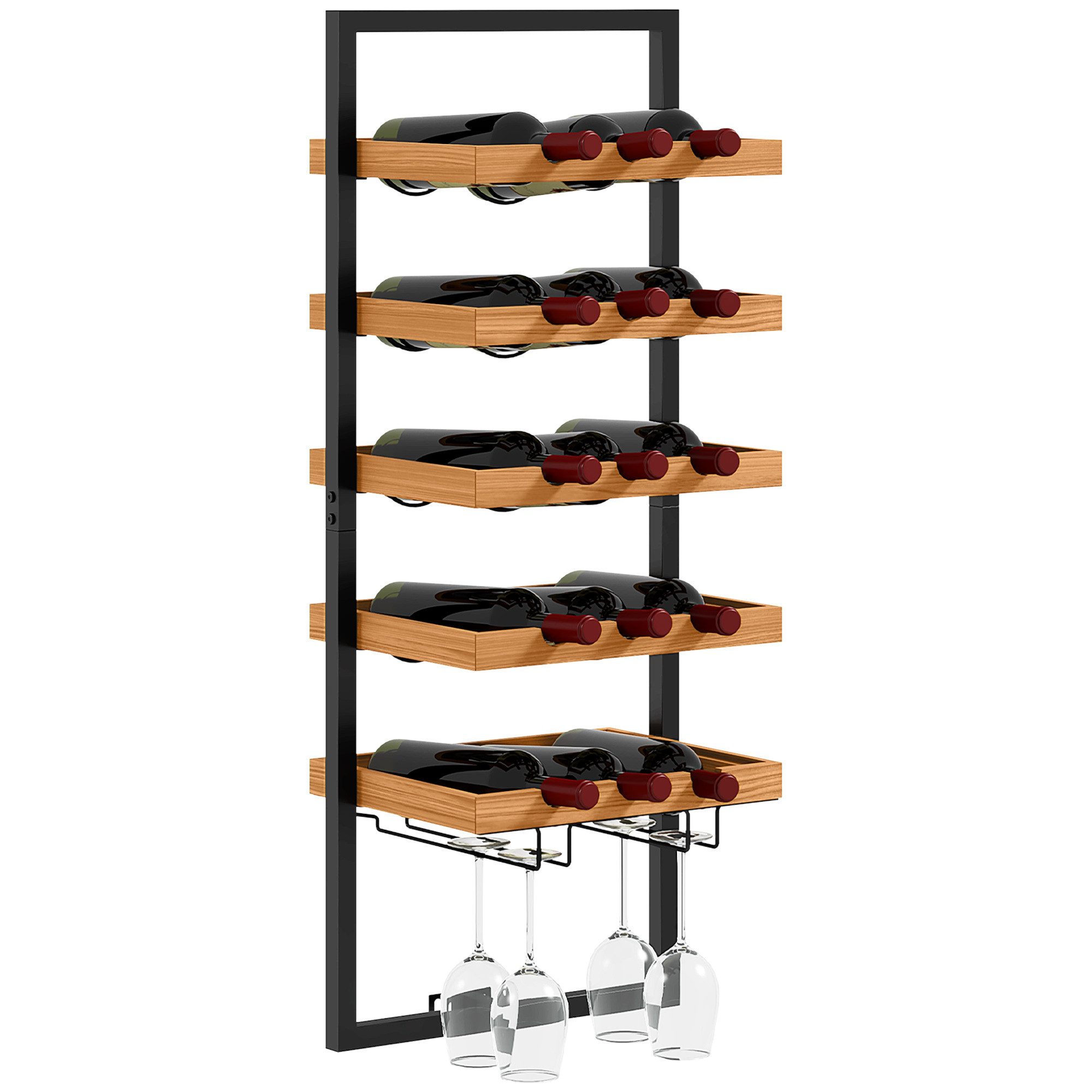 HOMCOM Weinregal wandmontierbar mit 5 Ebenen, günstig online kaufen
