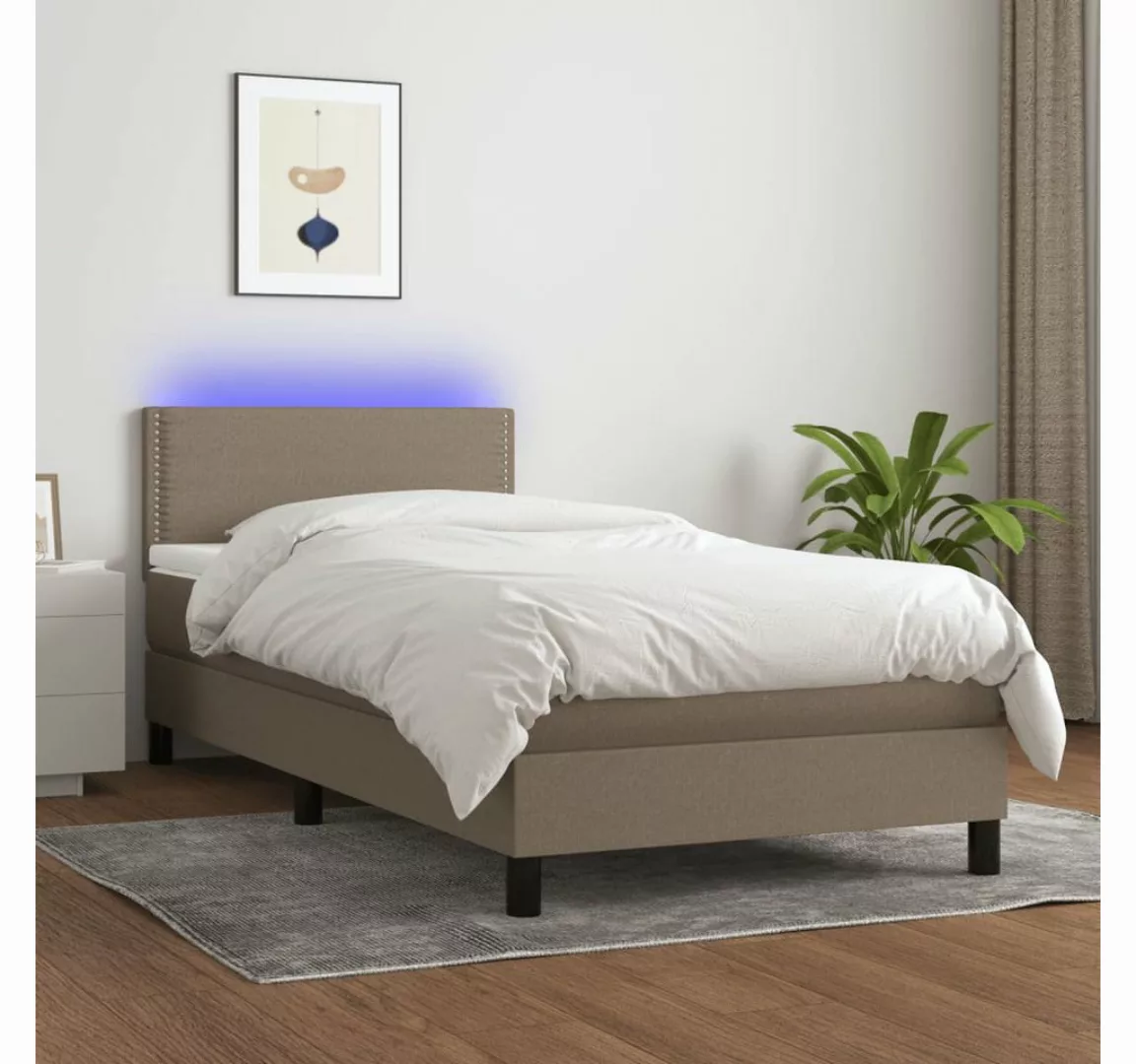 vidaXL Boxspringbett Boxspringbett mit Matratze LED Taupe 100x200 cm Stoff günstig online kaufen