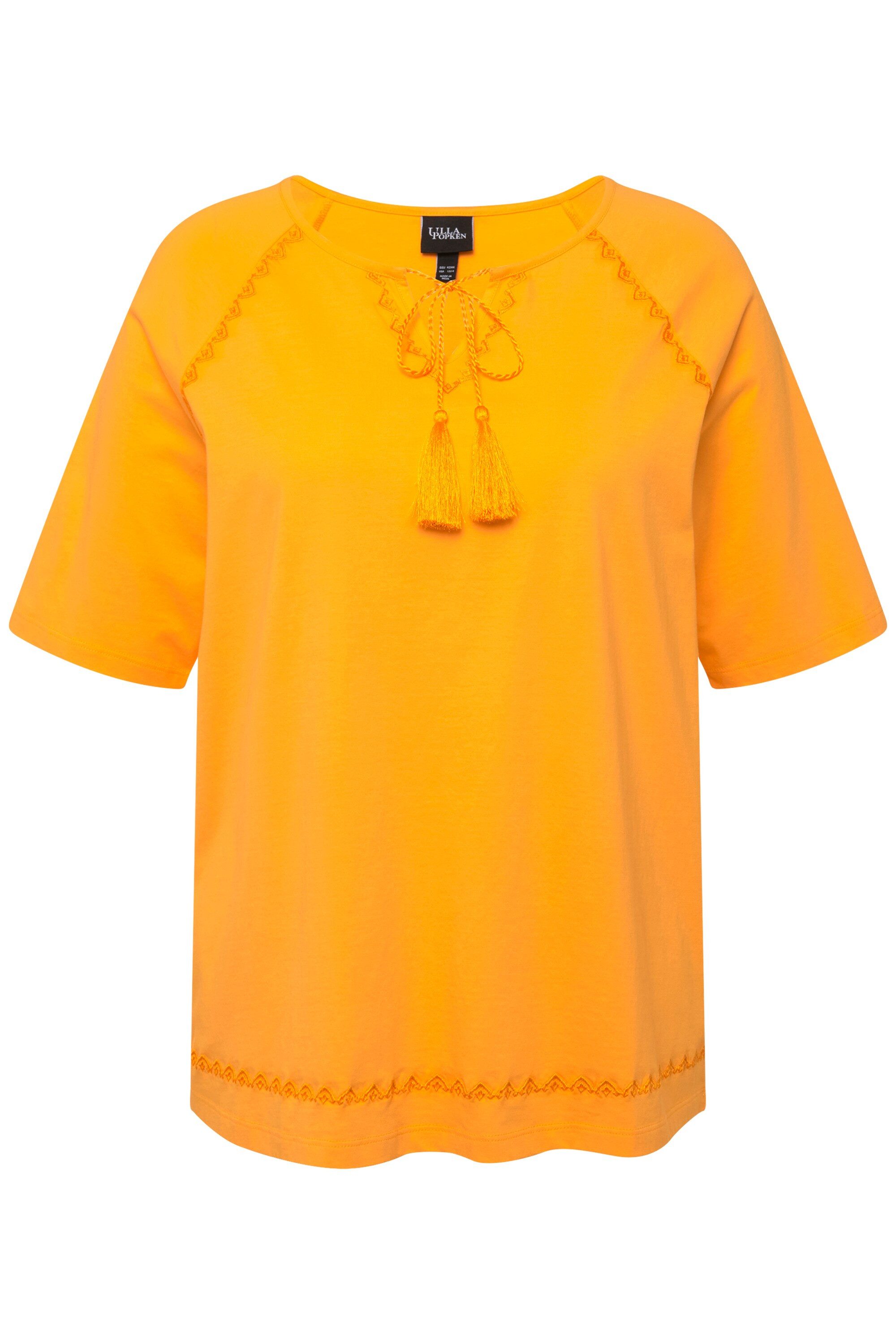 Ulla Popken Druckbluse Jersey-Tunika Stickerei Tunika-Ausschnitt günstig online kaufen