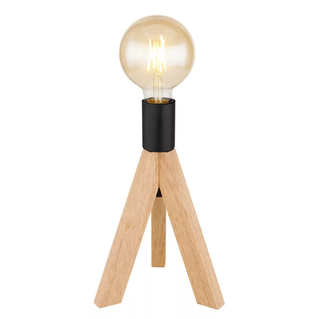 GLOBO Tischleuchte dunkelbraun Holz H/D: ca. 26,5x20 cm E27 1 Brennstellen günstig online kaufen