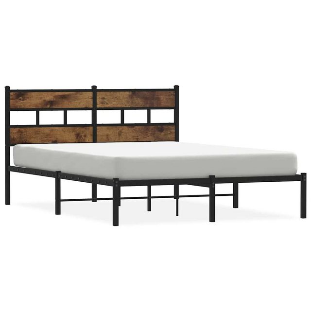 vidaXL Bett, Metallbett ohne Matratze Räuchereiche 140x190 cm günstig online kaufen