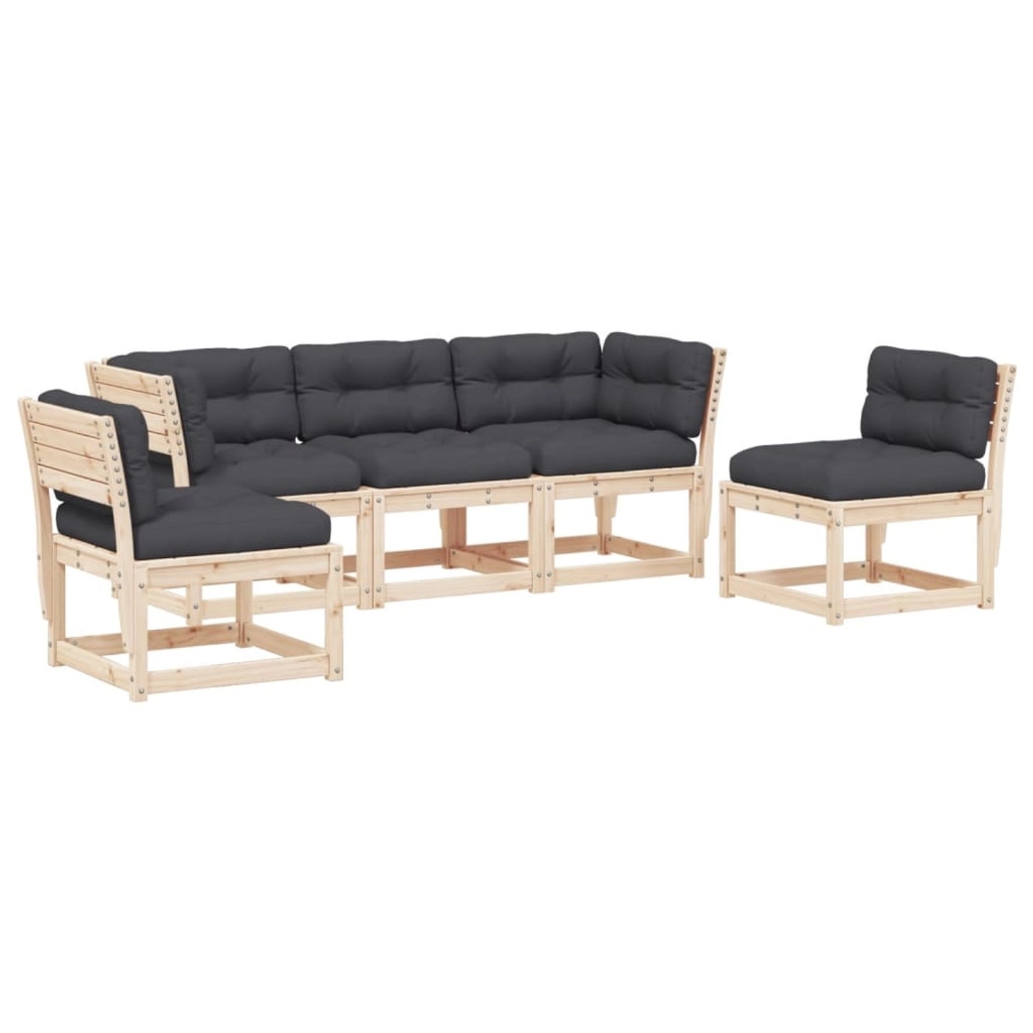 vidaXL 5-tlg Garten-Sofagarnitur mit Kissen Massivholz Kiefer Modell 6 günstig online kaufen