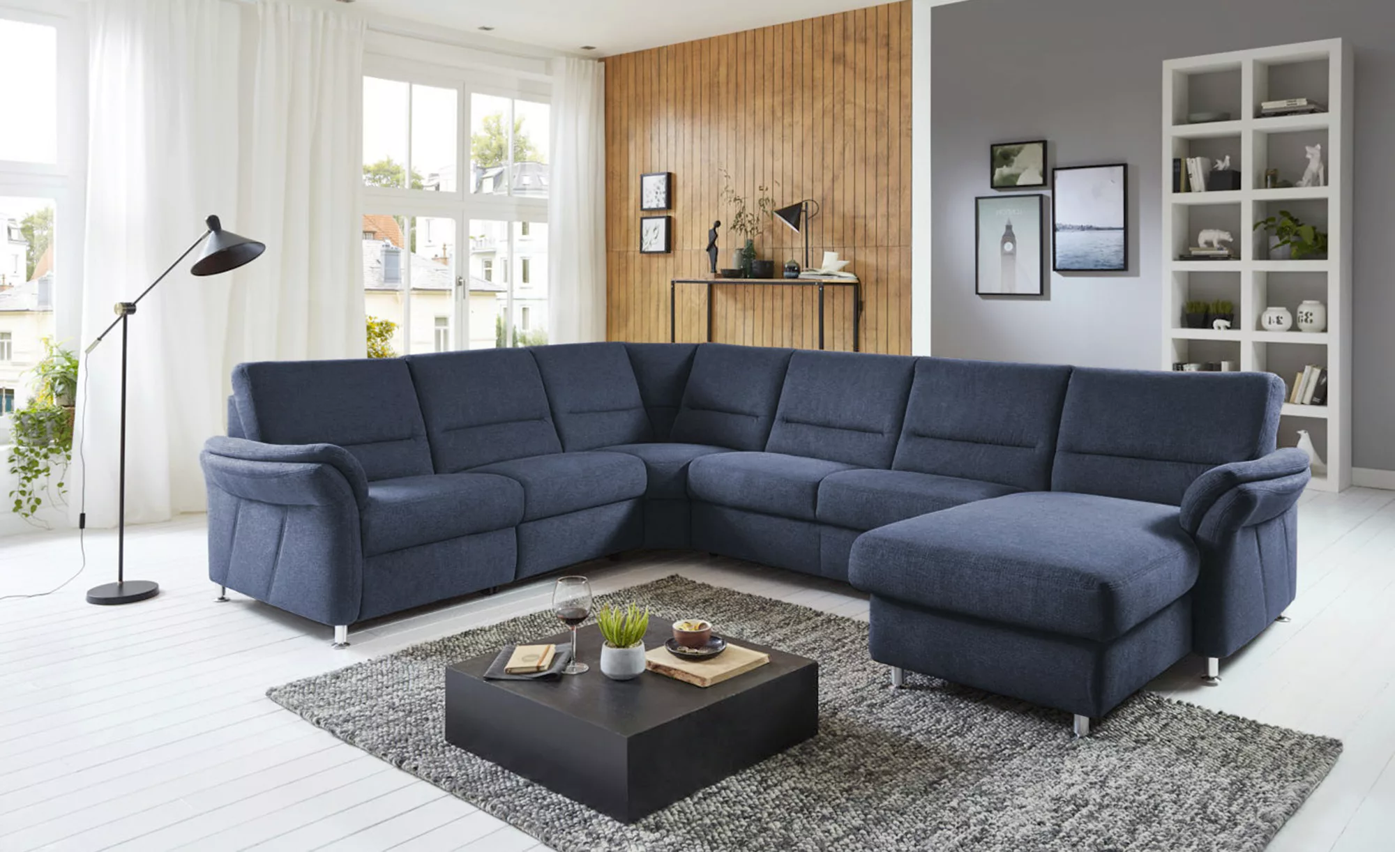 meinSofa Wohnlandschaft  Donald ¦ blau ¦ Maße (cm): B: 330 H: 89 T: 262 Pol günstig online kaufen