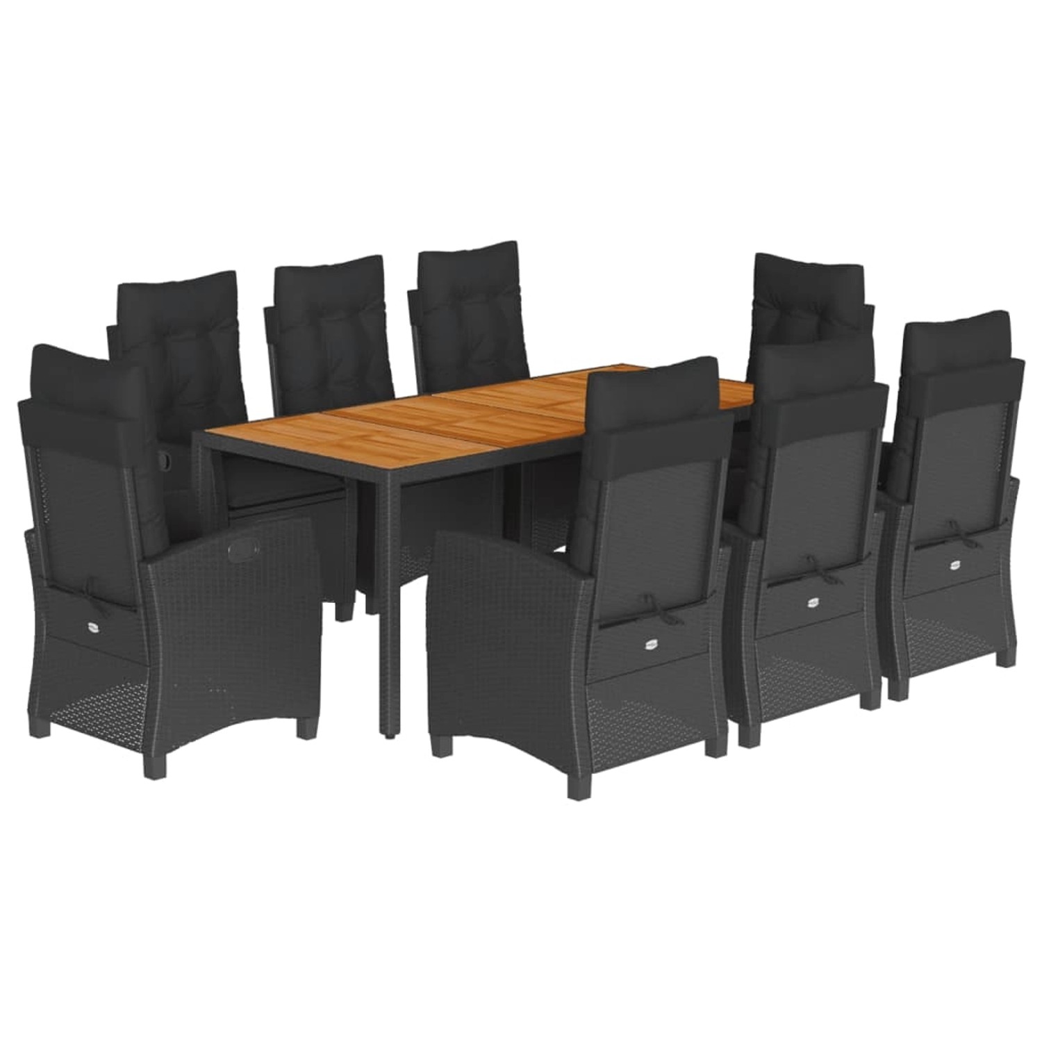 vidaXL 9-Tlg Garten-Essgruppe mit Kissen Schwarz Poly Rattan 3212670 günstig online kaufen