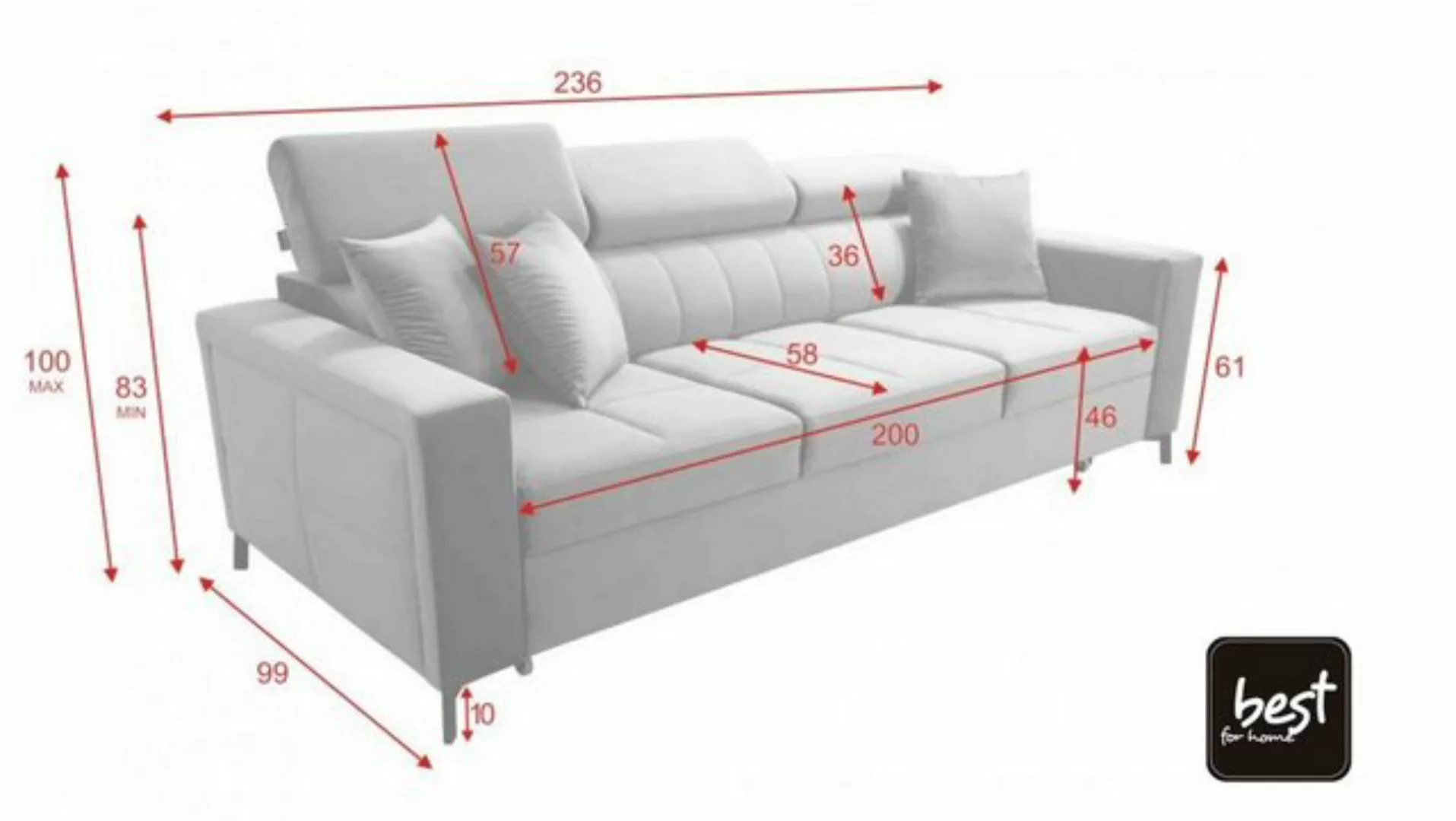 Best for Home Schlafsofa SIMON für das Wohnzimmer, Gästezimmer günstig online kaufen