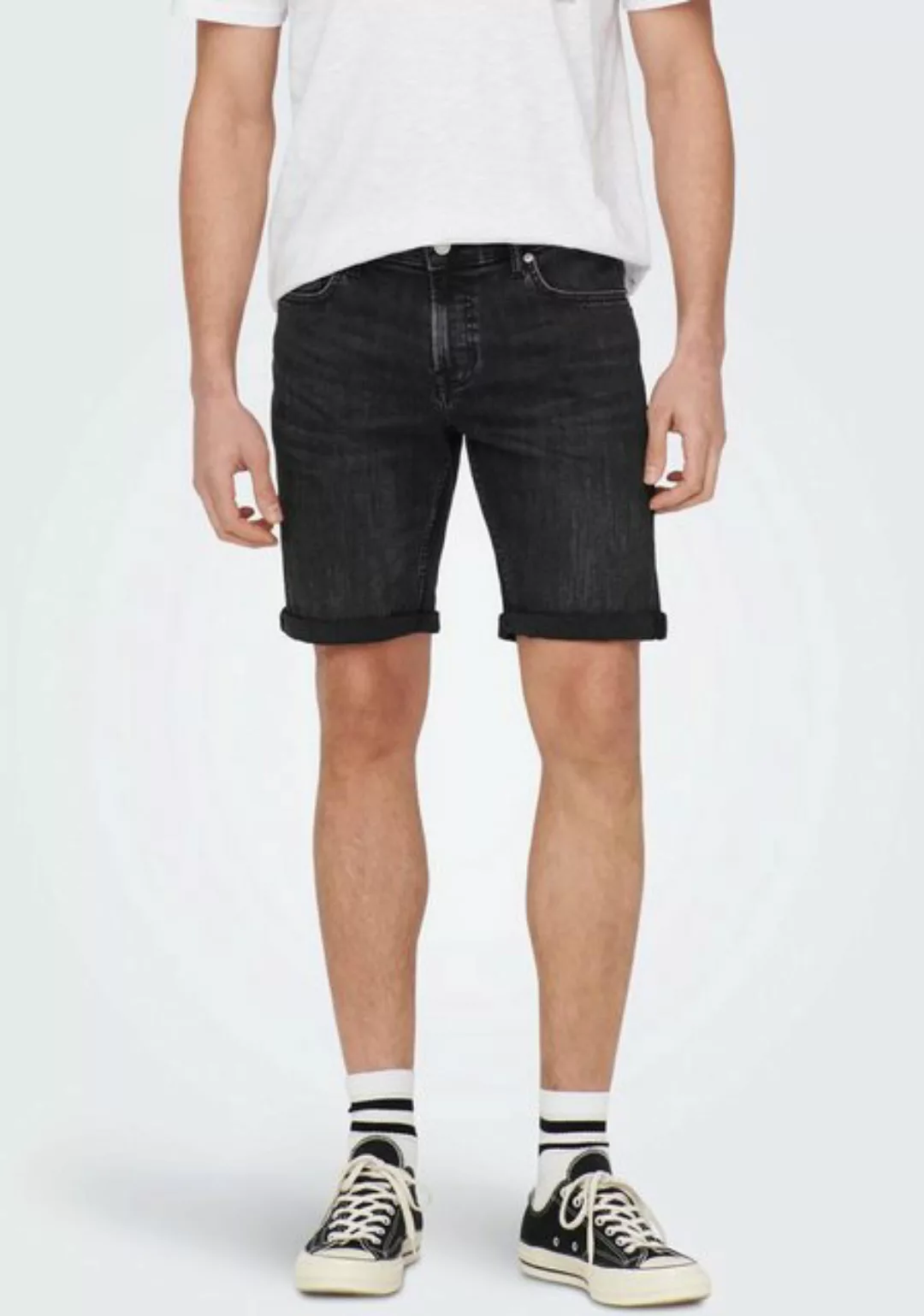 Only & Sons Herren Jeans Short ONSPLY 5192 - Regular Fit - Schwarz - Washed günstig online kaufen