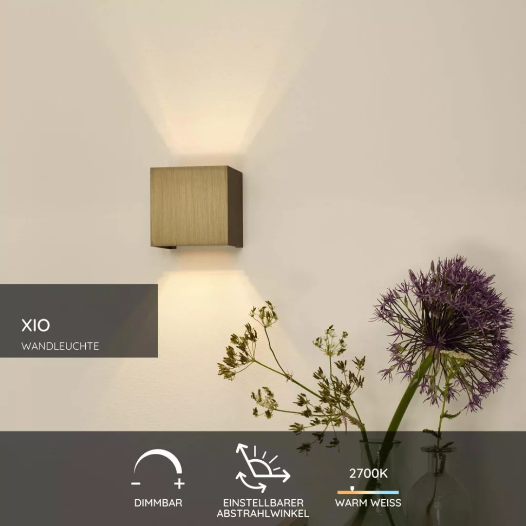 LED-Wandleuchte Xio, eckig, altmessing günstig online kaufen