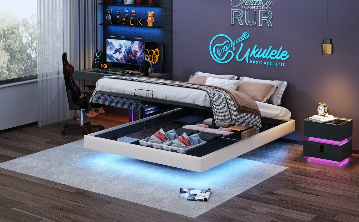 Furnishings Home Gamerbett Polsterbett Doppelbett Gaming LED (E-sport, Hydr günstig online kaufen