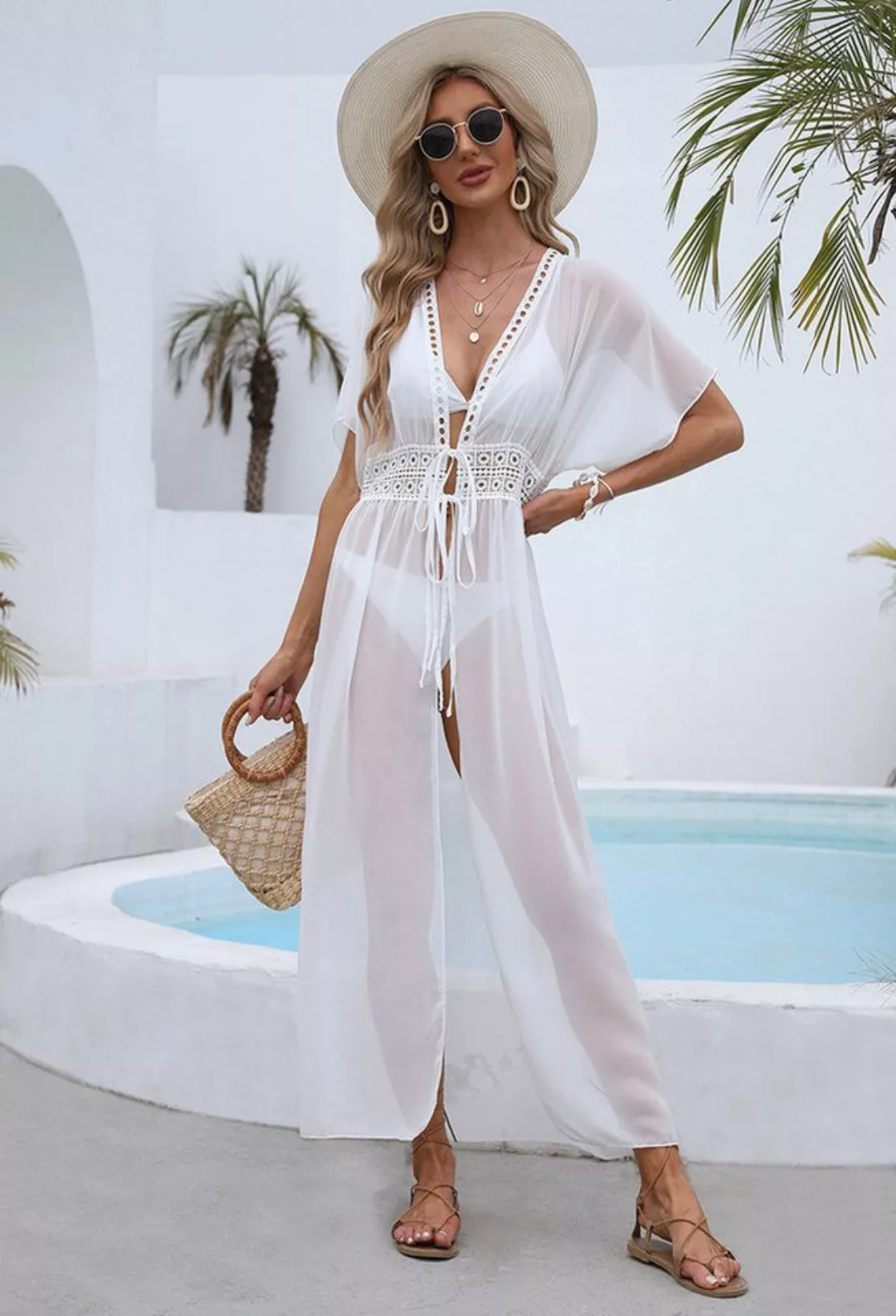 SEGUEN Sommerkleid Boho Lang Leichte Strickjacke Beachwear Kimono Strand Ca günstig online kaufen