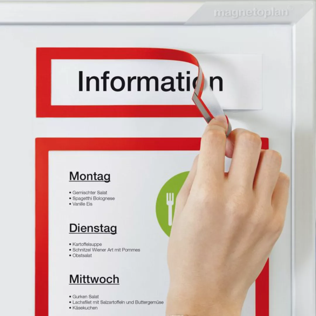 magnetoplan® Hängevitrine Magnetrahmen 5 Stk. rot, 232x52mm (1-St) günstig online kaufen