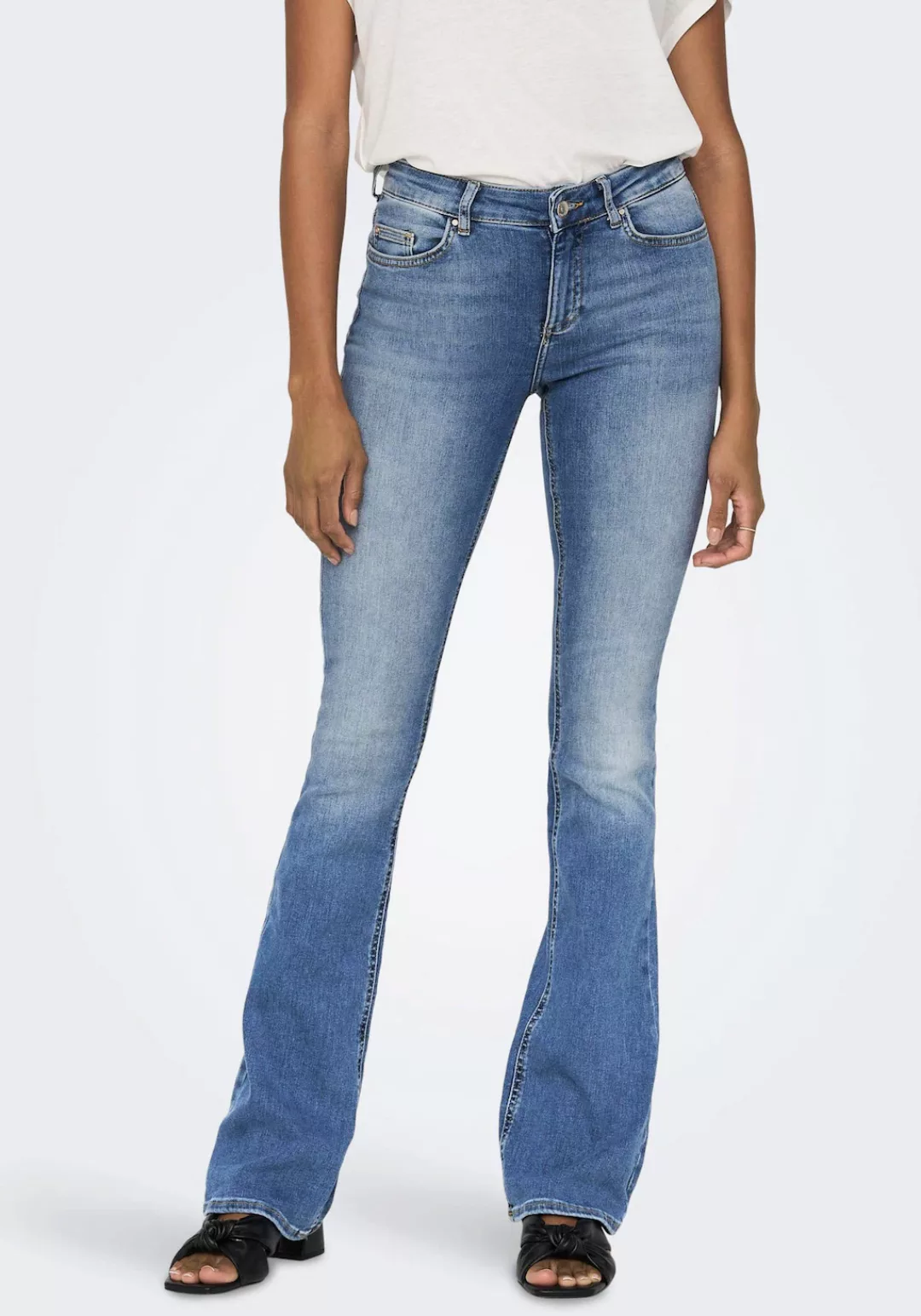 Only Damen Jeans ONLBLUSH MID FLARED TAI467 Blau - Light Blue Denim günstig online kaufen