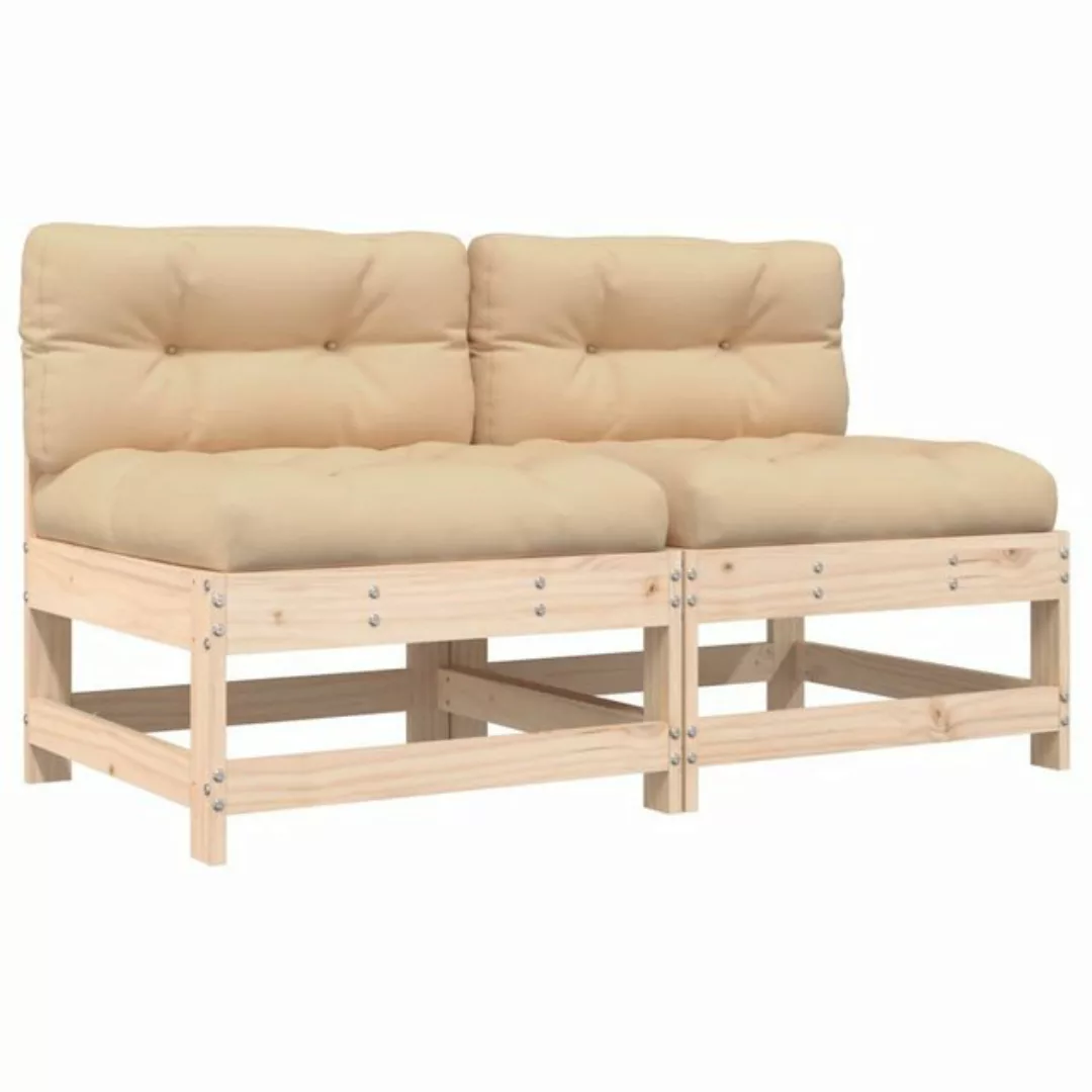 vidaXL Loungesofa Mittelsofas mit Kissen 2 Stk. Massivholz Kiefer, 1 Teile günstig online kaufen