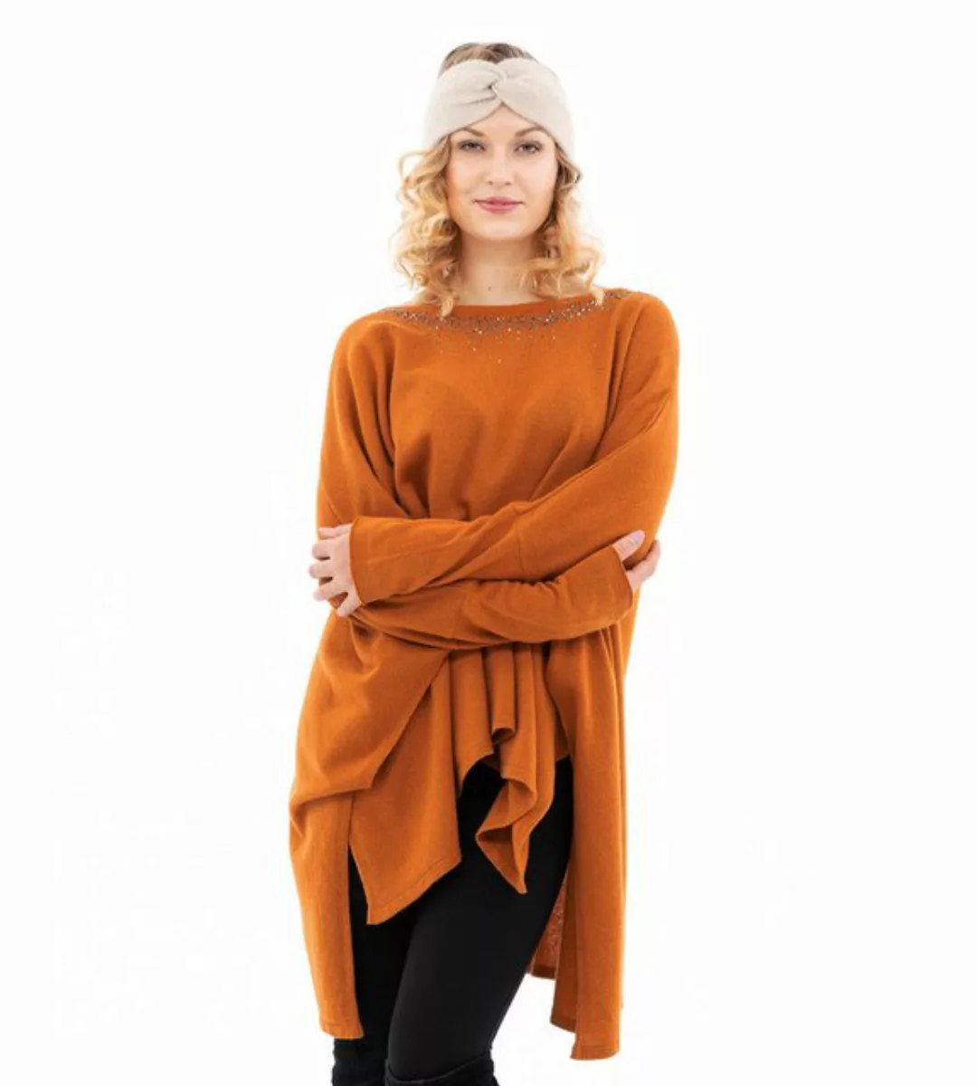 Zwillingsherz Poncho Blusenponcho mit Strasssteinen günstig online kaufen