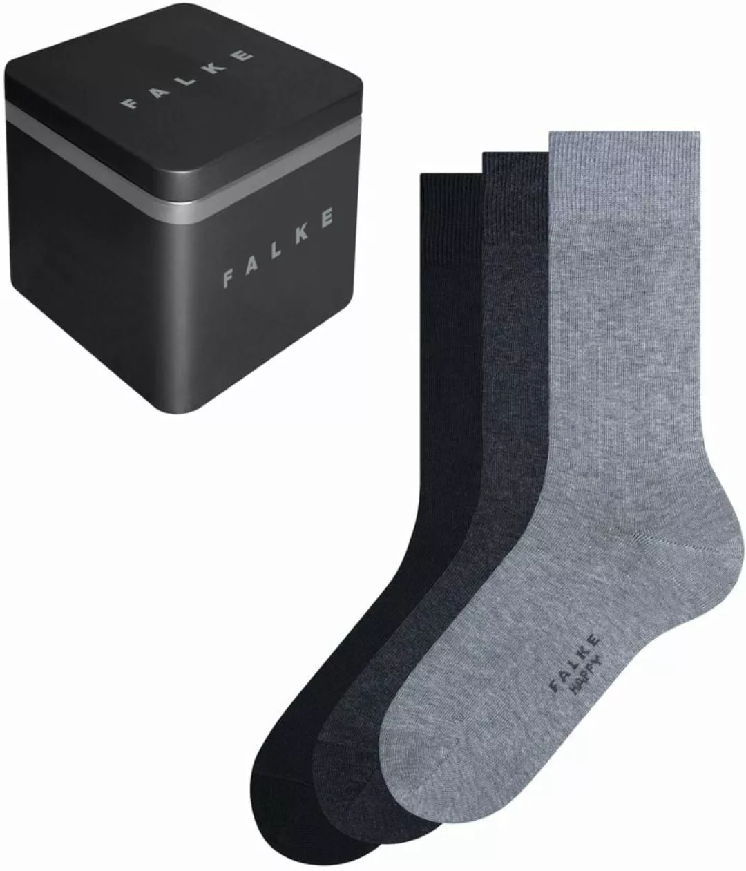 Falke Happy Socken 3 Paar Schwarz - Größe 39-42 günstig online kaufen