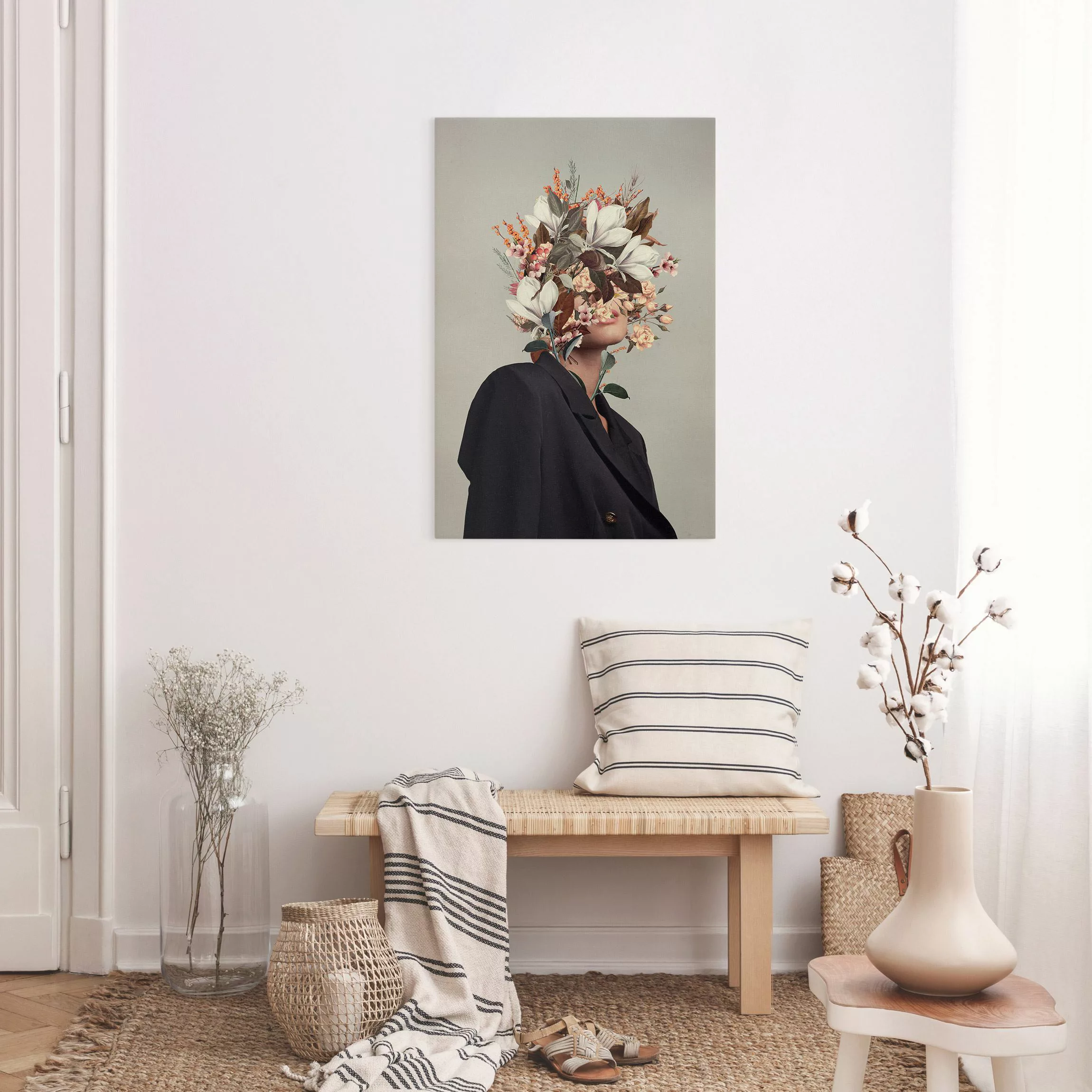 Leinwandbild Blumen Porträt - Beige Magnolien günstig online kaufen