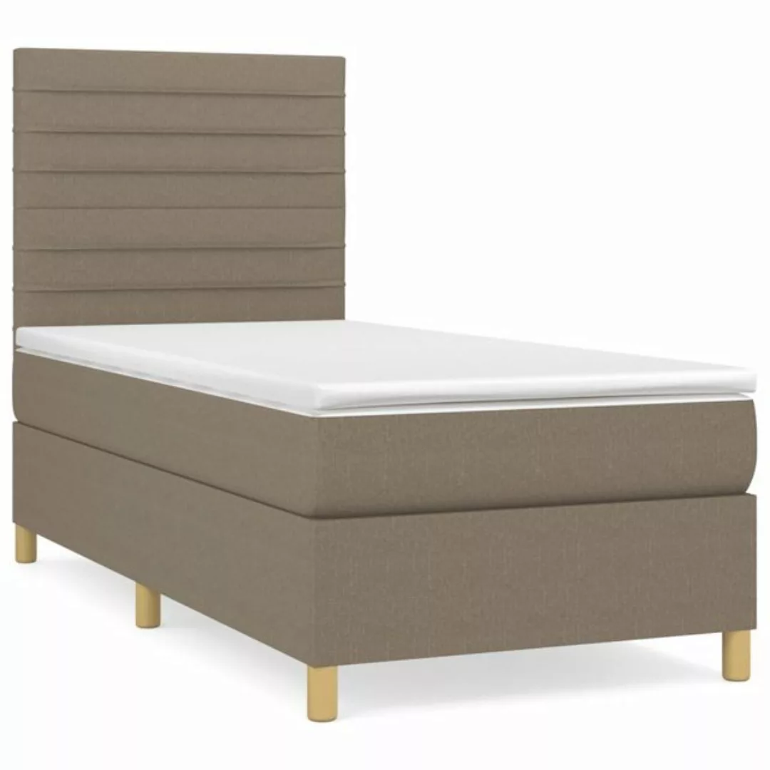 vidaXL Boxspringbett Boxspringbett mit Matratze Taupe 90x200 cm Stoff Bett günstig online kaufen