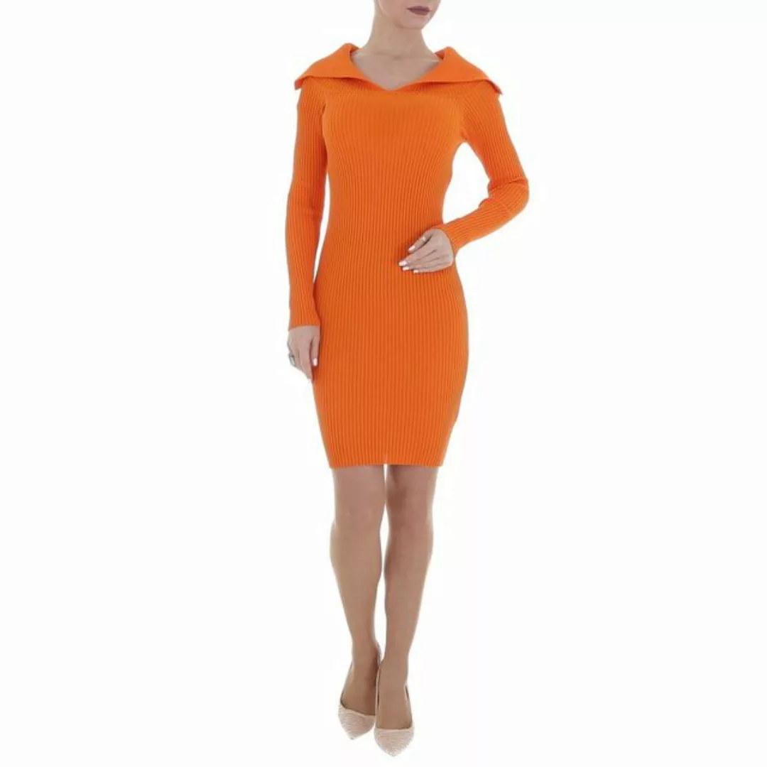 Ital-Design Minikleid Damen Freizeit Stretch Strickoptik Minikleid in Orang günstig online kaufen