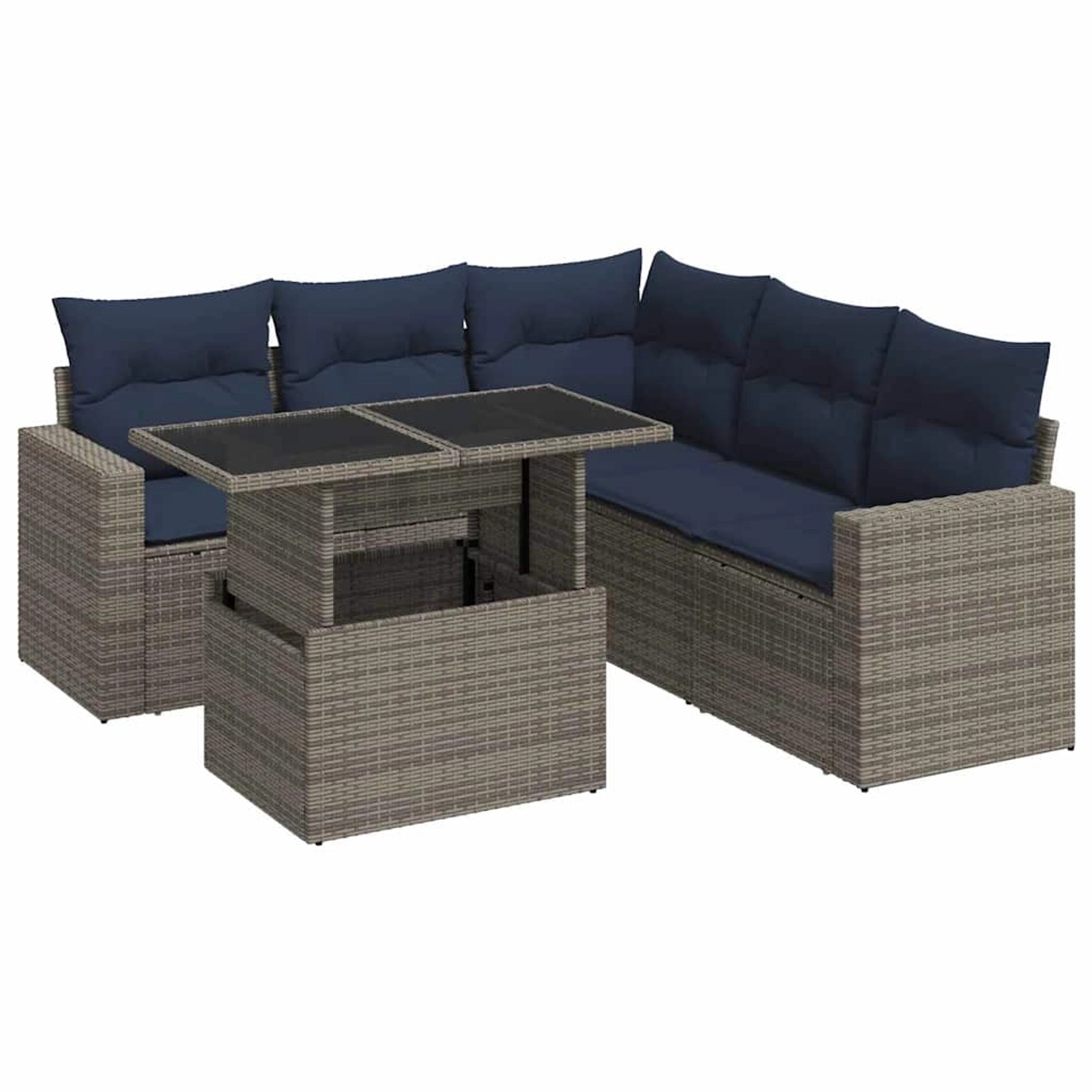 vidaXL 6-Tlg Garten-Sofagarnitur mit Kissen Grau Poly Rattan Akazie 3326322 günstig online kaufen