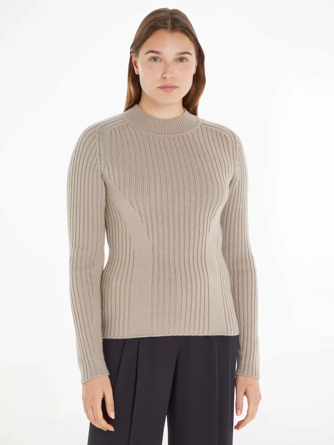 Calvin Klein Strickpullover SOFT WOOL RIB MOCKNECK SWEATER günstig online kaufen