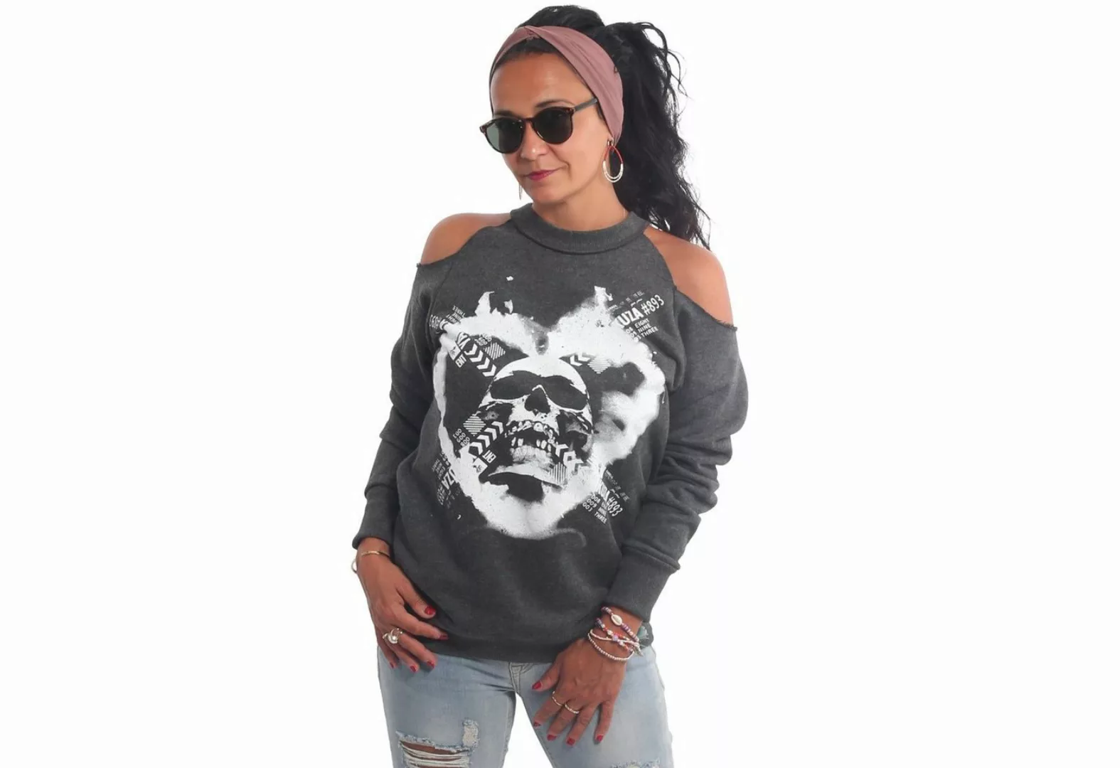 YAKUZA Sweatshirt Skullagram mit Cut-Outs an den Schultern günstig online kaufen