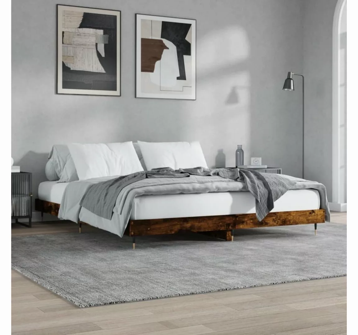 furnicato Bett Bettgestell Räuchereiche 180x200 cm Holzwerkstoff günstig online kaufen
