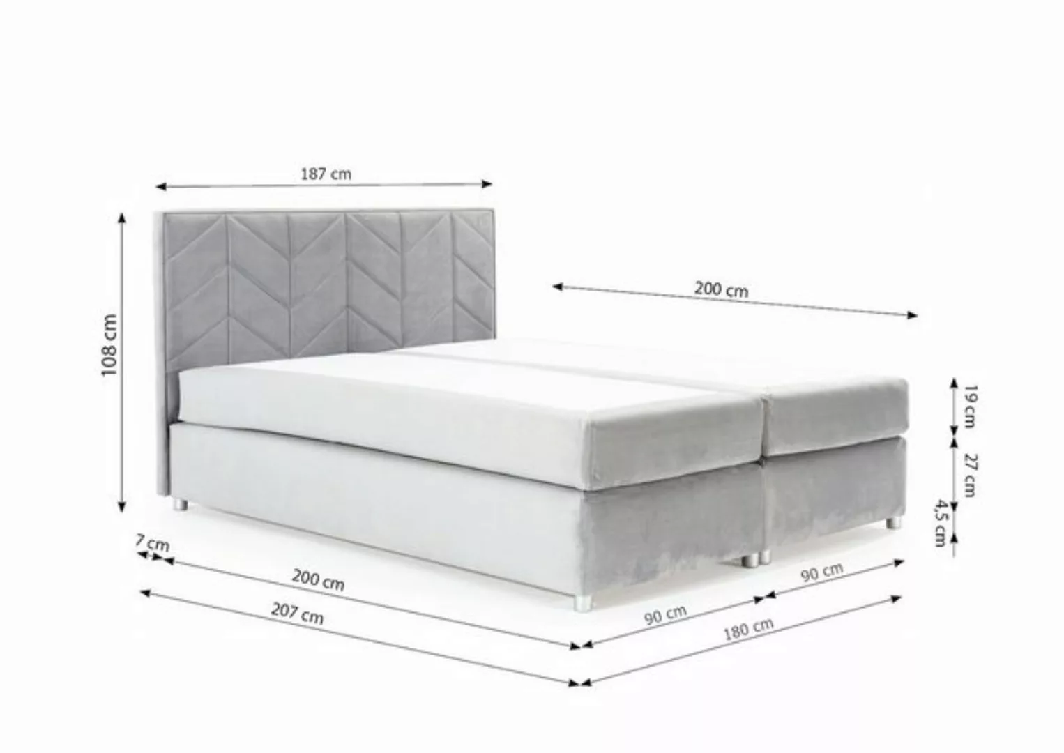 Boxspringbett Boxspringbett Schlafzimmerbett BARTOLO DELUX in Stoff Altrosa günstig online kaufen