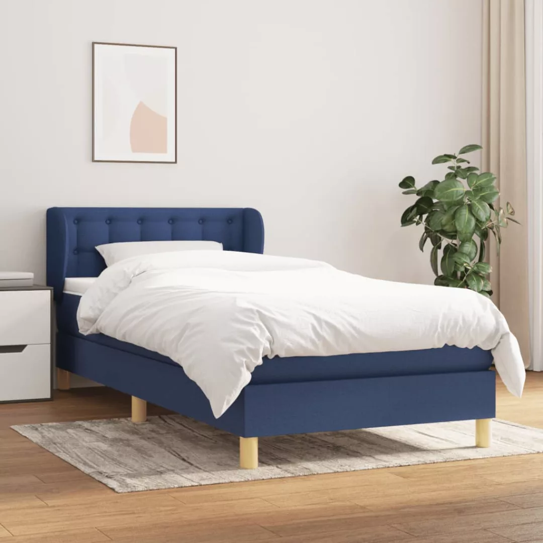 Vidaxl Boxspringbett Mit Matratze Blau 100x200 Cm Stoff günstig online kaufen